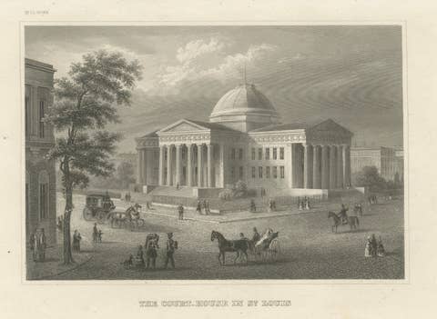 Antique View of the Old Courthouse in St. Louis Missouri, ca. 1850
