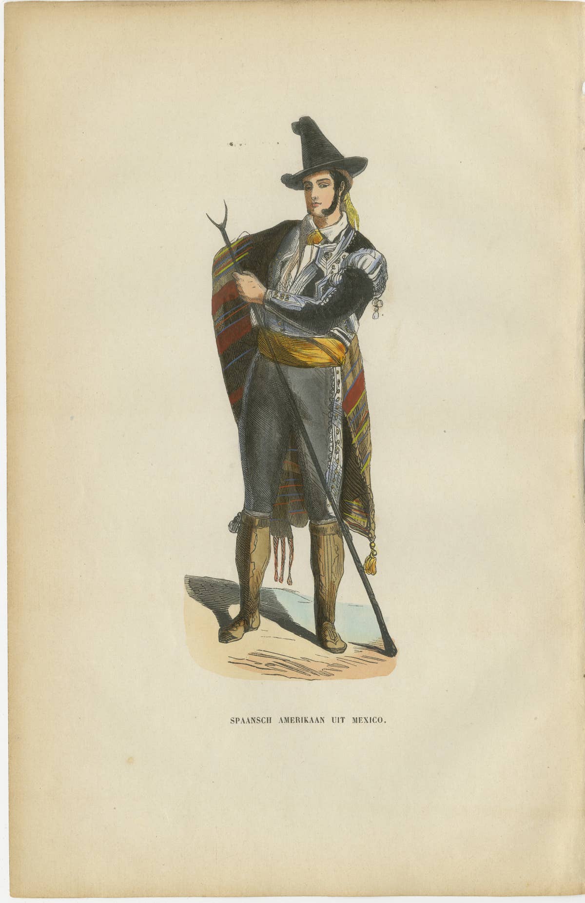 Spanish American from Mexico - Antique Costume Lithograph, c.1852