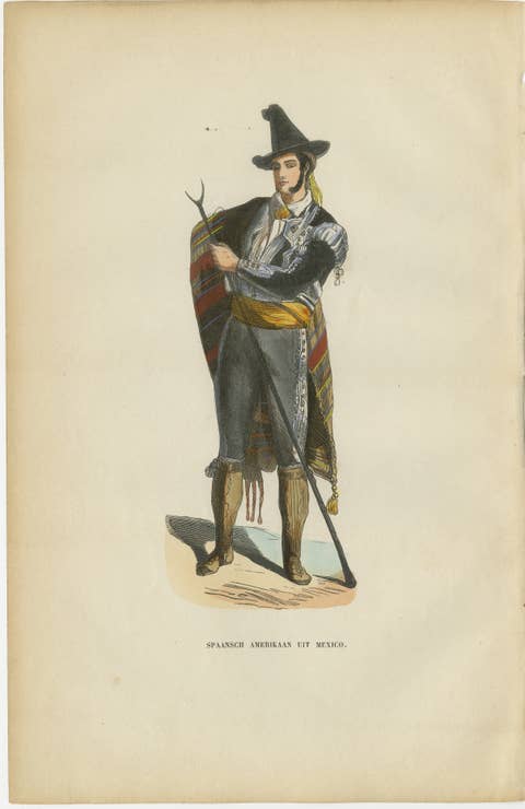 Spanish American from Mexico - Antique Costume Lithograph, c.1852