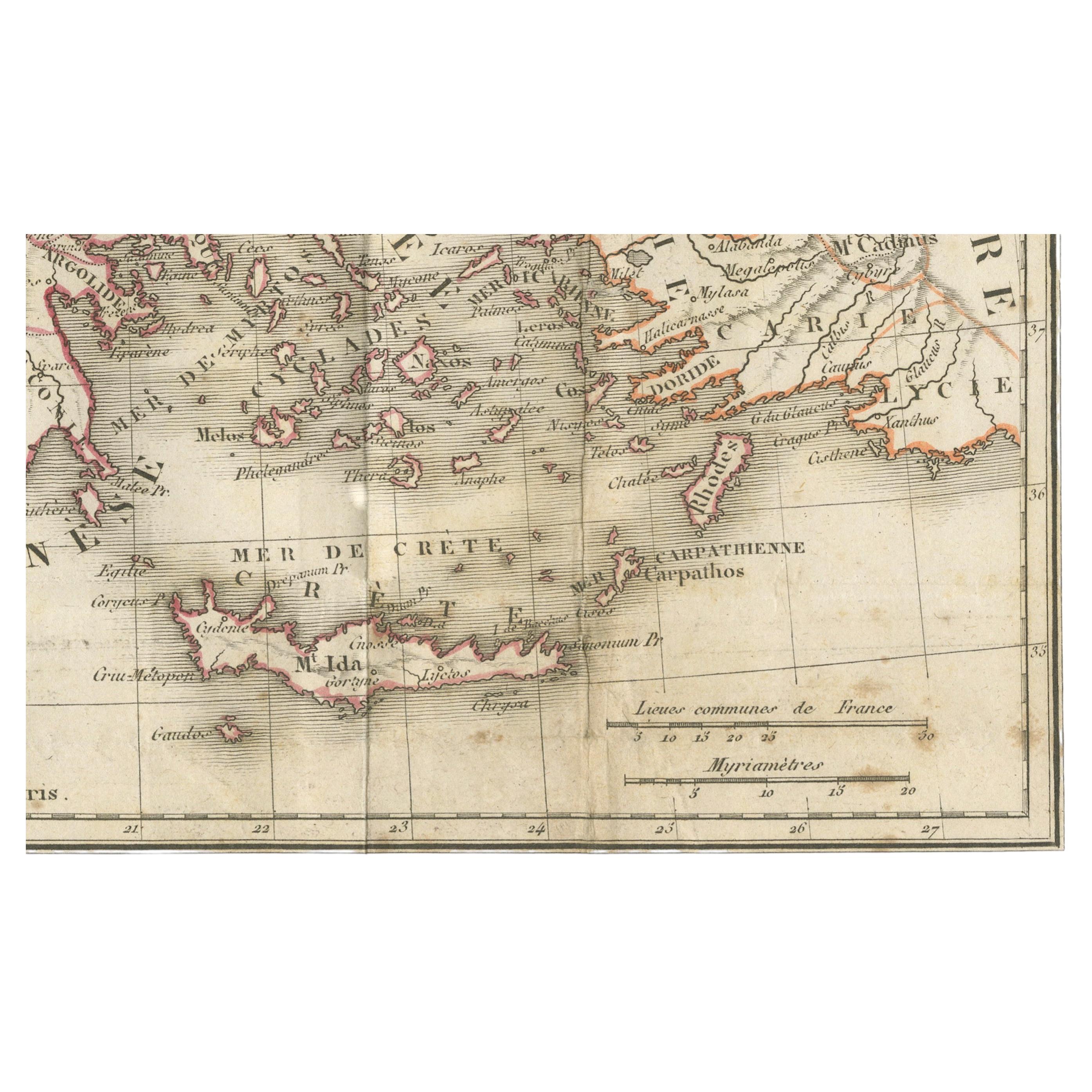 Original Antique Map of Ancient Greece & Greek Colonies - Tardieu, 1825