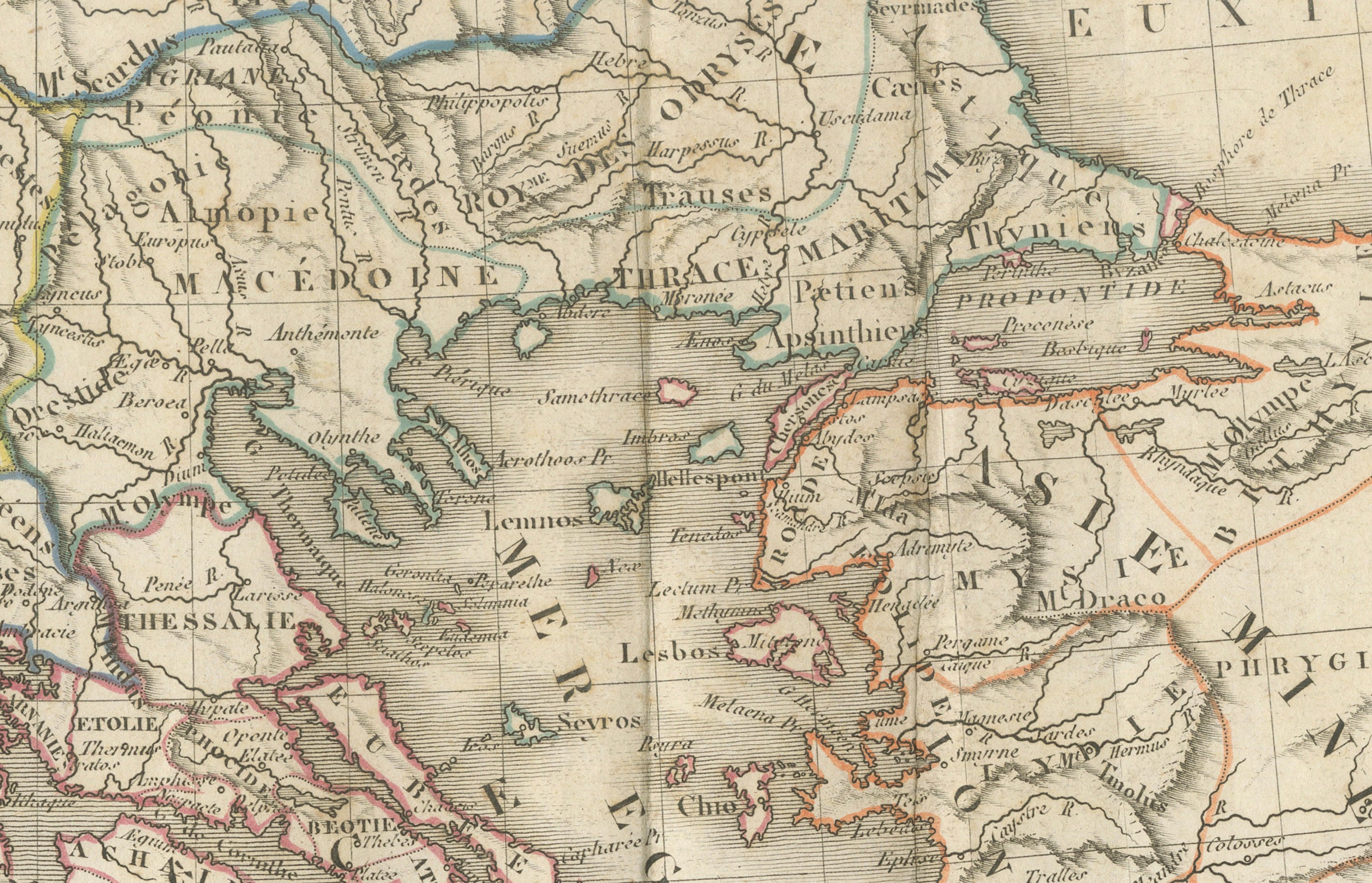 Original Antique Map of Ancient Greece & Greek Colonies - Tardieu, 1825