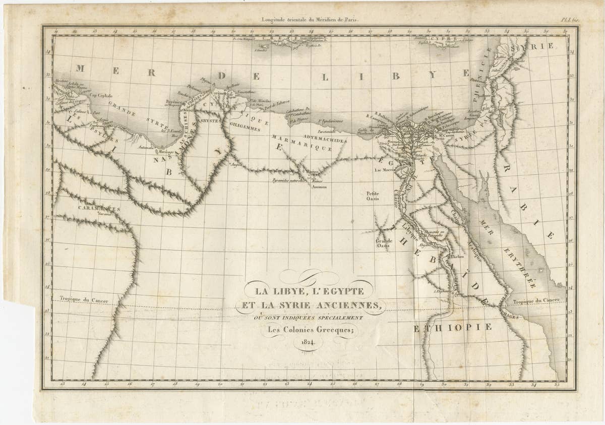 Antique Map of Ancient Egypt, Libya & Syria by Ambroise Tardieu, 1824