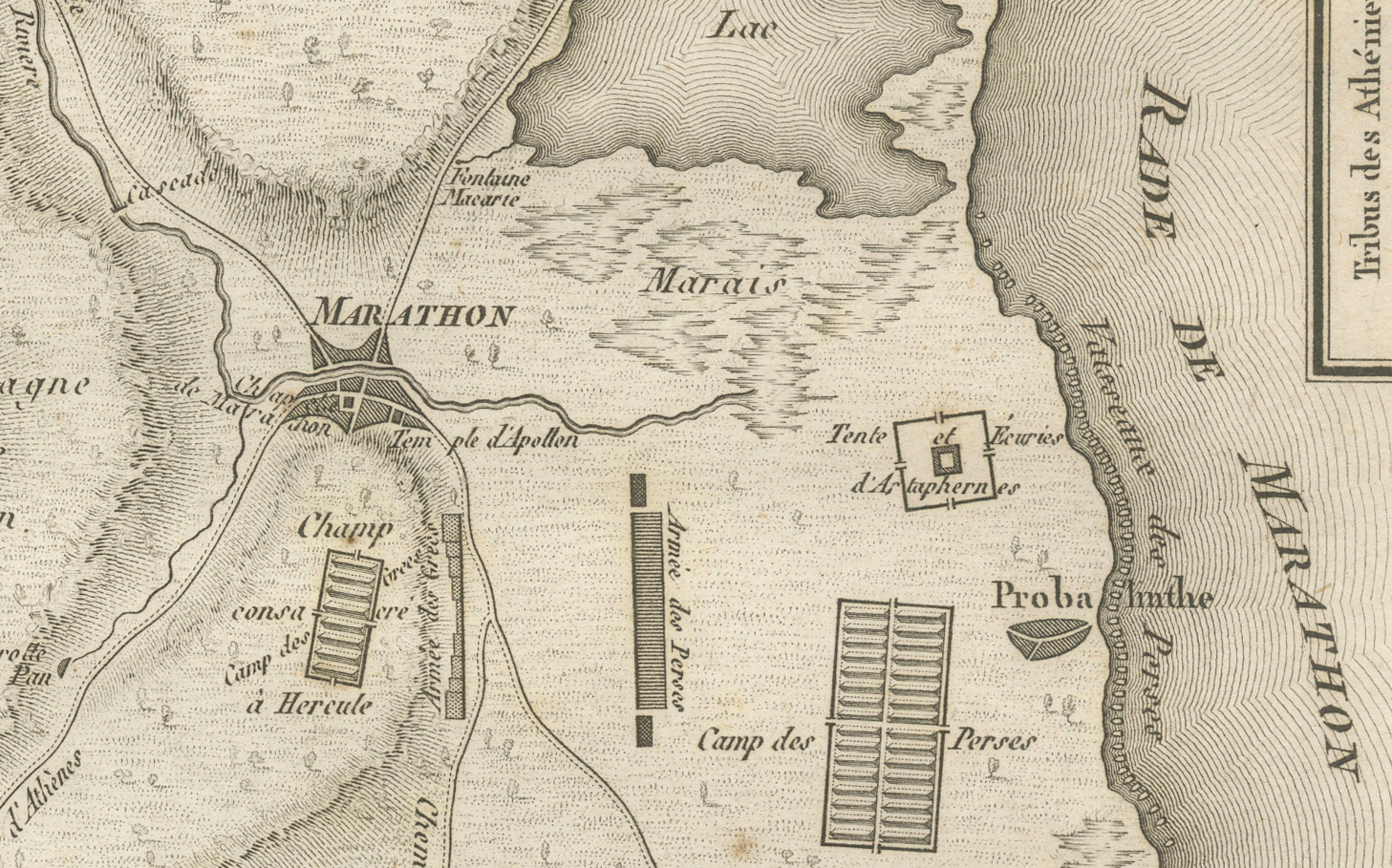 Antique Plan of the Battle of Marathon by Ambroise Tardieu, 1825