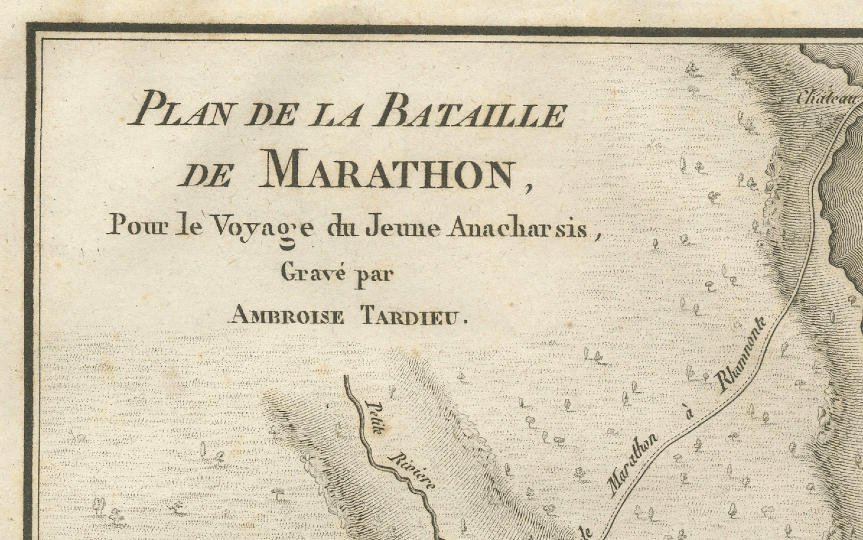 Antique Plan of the Battle of Marathon by Ambroise Tardieu, 1825