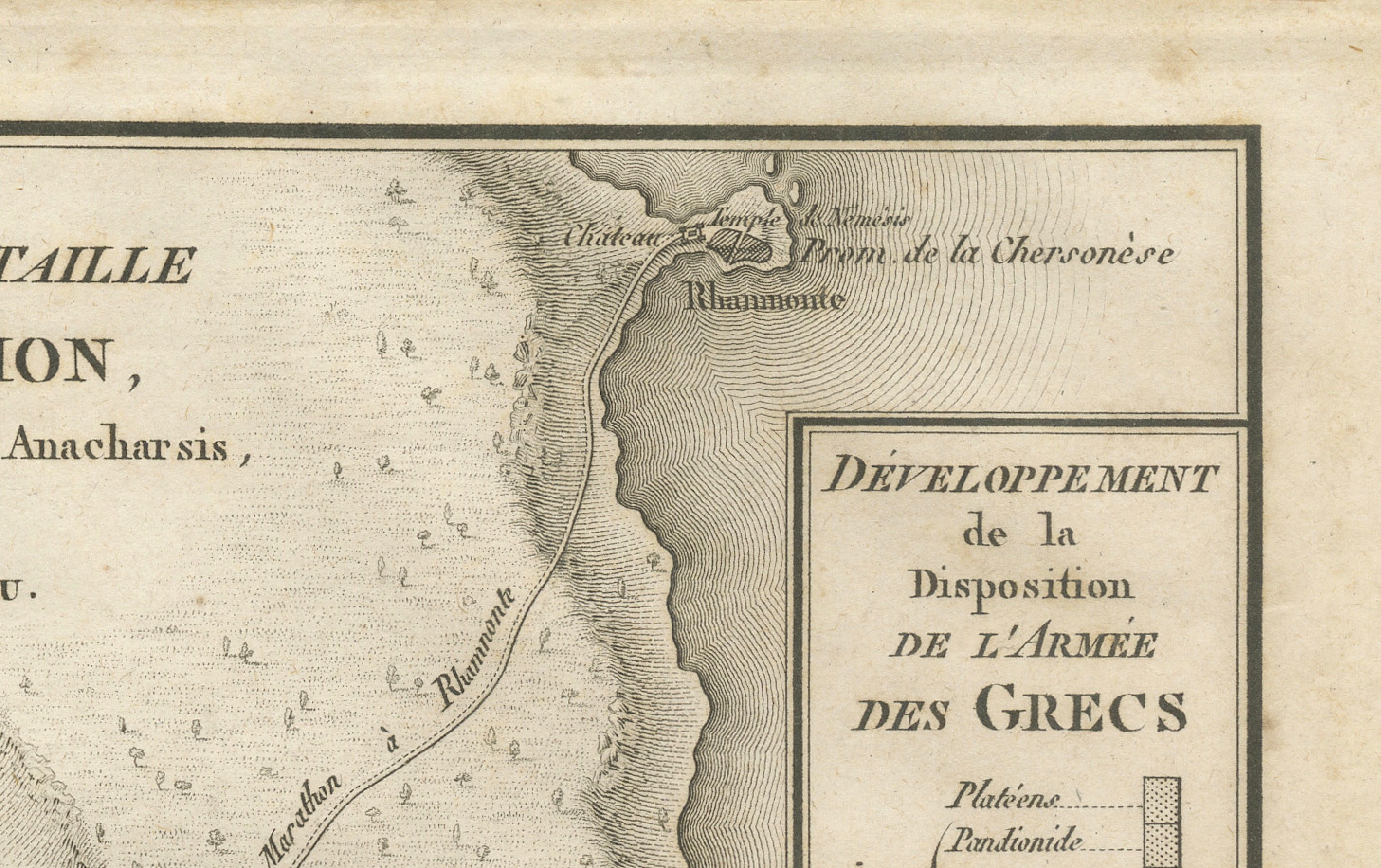 Antique Plan of the Battle of Marathon by Ambroise Tardieu, 1825
