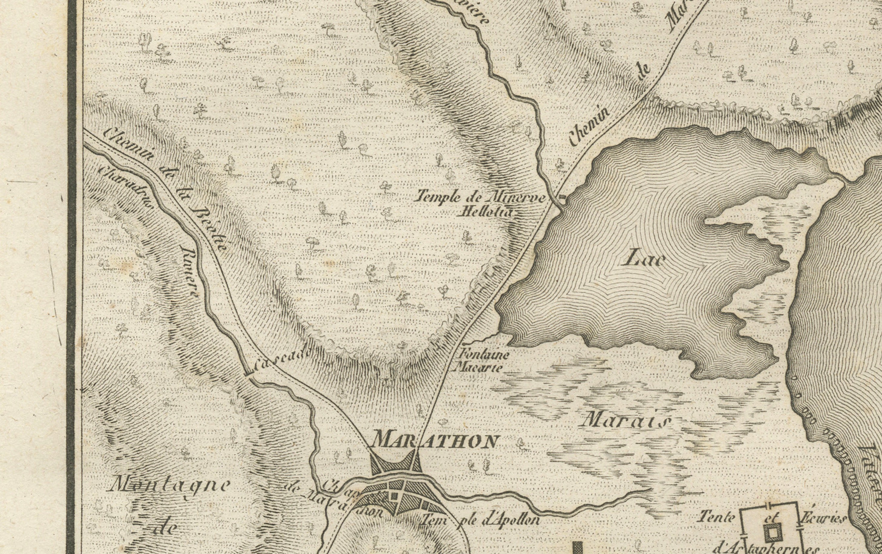 Antique Plan of the Battle of Marathon by Ambroise Tardieu, 1825