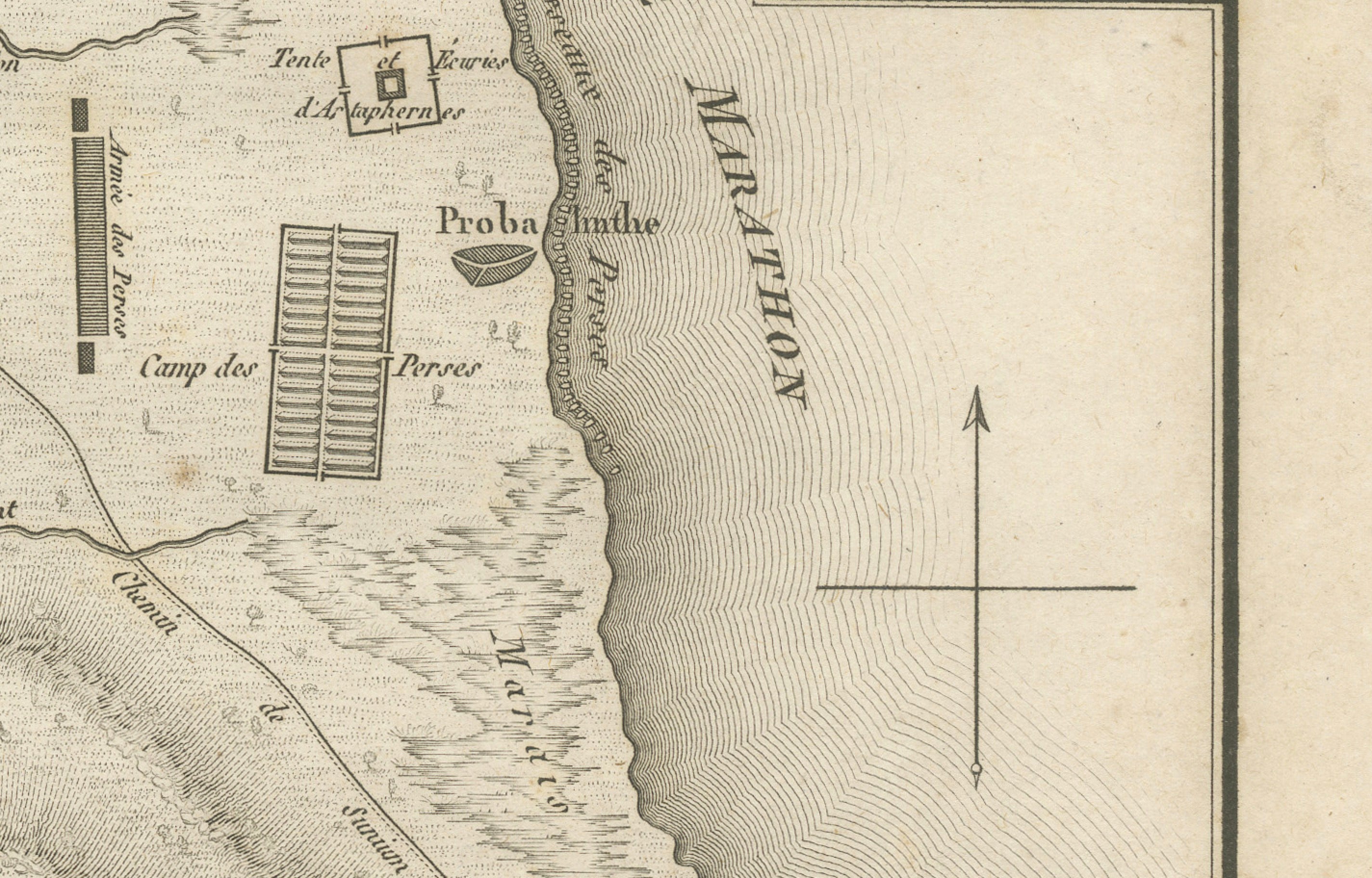 Antique Plan of the Battle of Marathon by Ambroise Tardieu, 1825