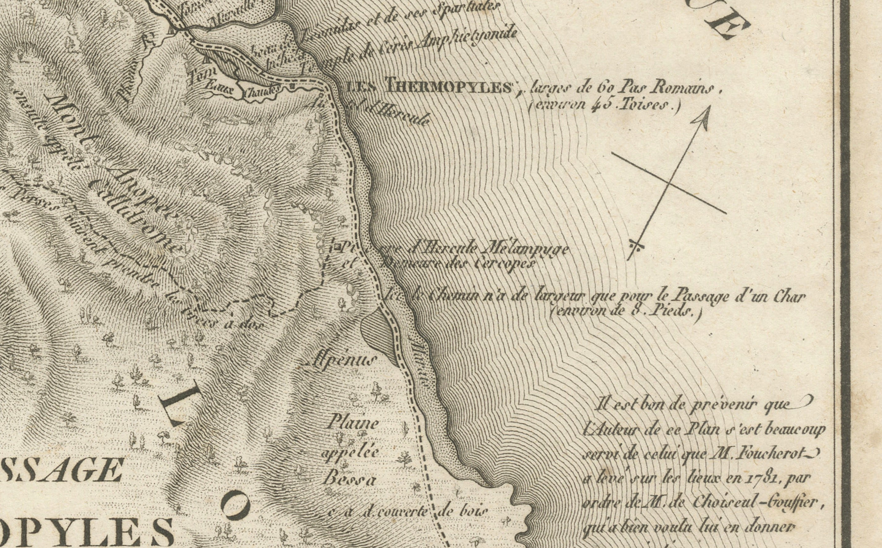 Antique Map of the Pass of Thermopylae by Ambroise Tardieu, 1825