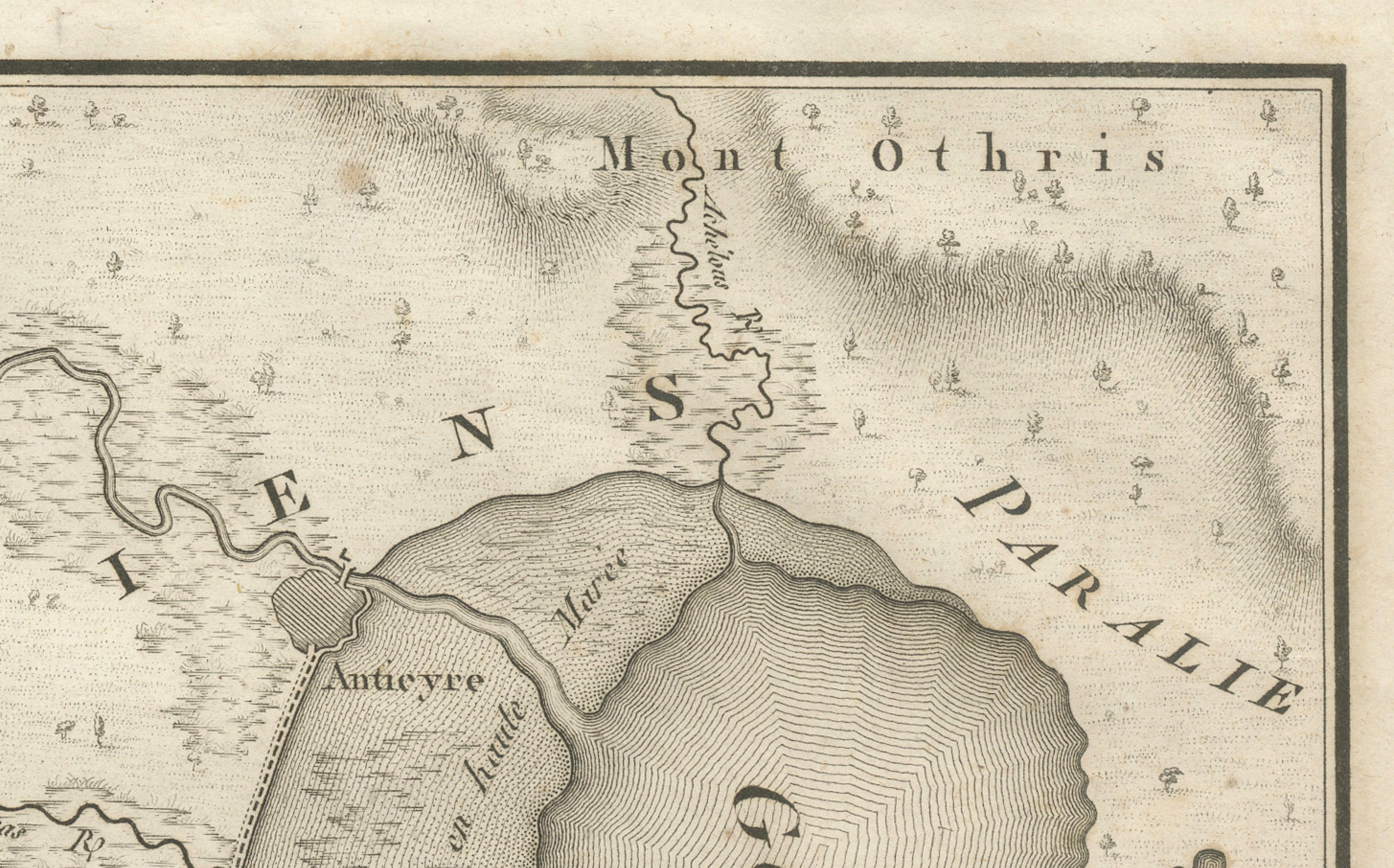 Antique Map of the Pass of Thermopylae by Ambroise Tardieu, 1825