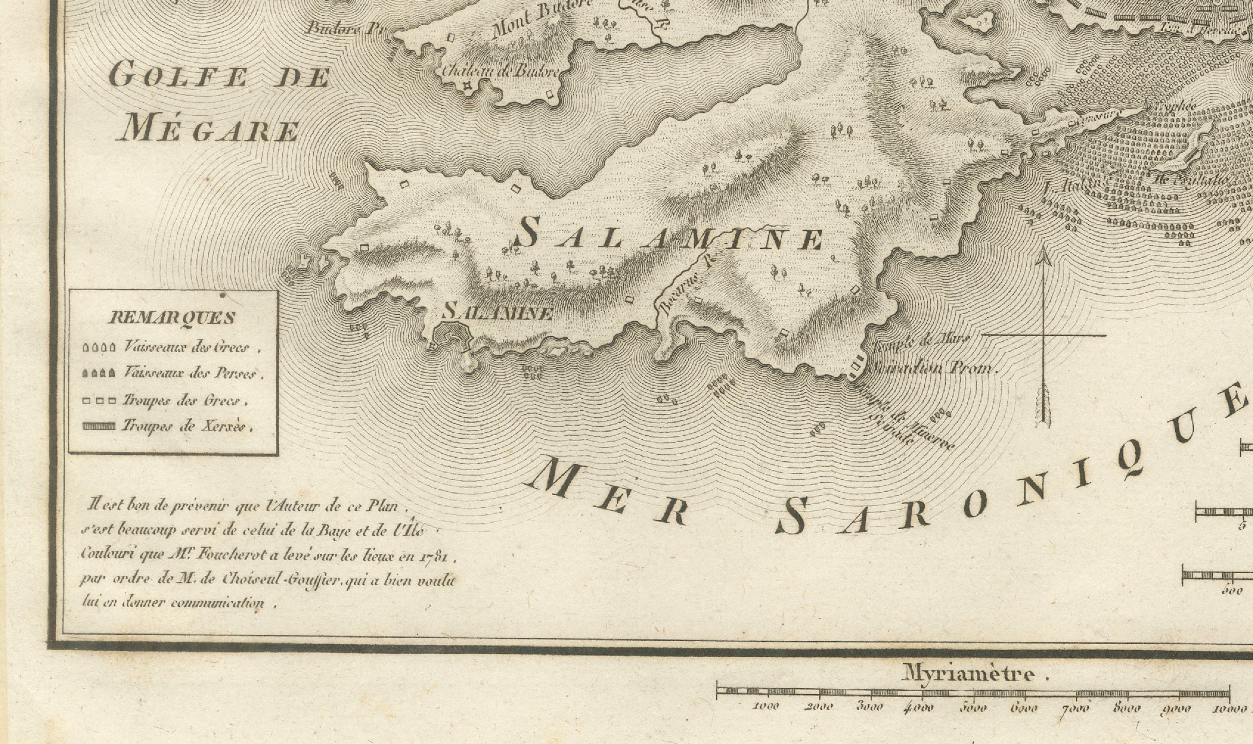 Original Antique Battle Map of Salamis - Ambroise Tardieu, 1821