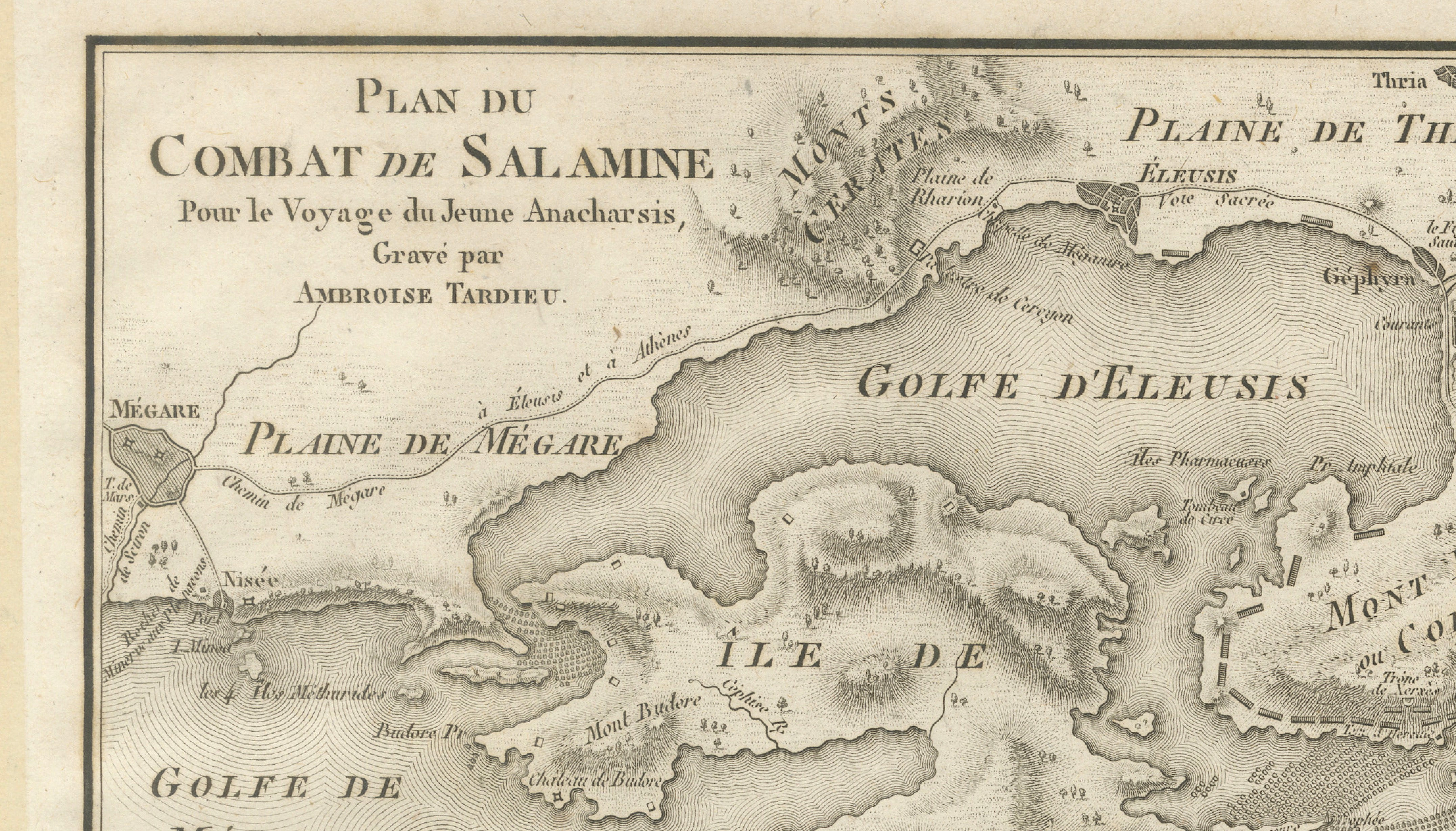 Original Antique Battle Map of Salamis - Ambroise Tardieu, 1821