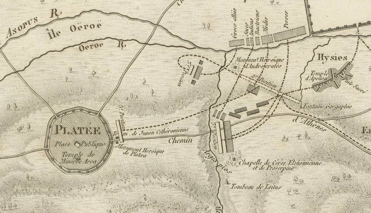 Battle of Plataea Ancient Greece Military Map by Ambroise Tardieu, 1825