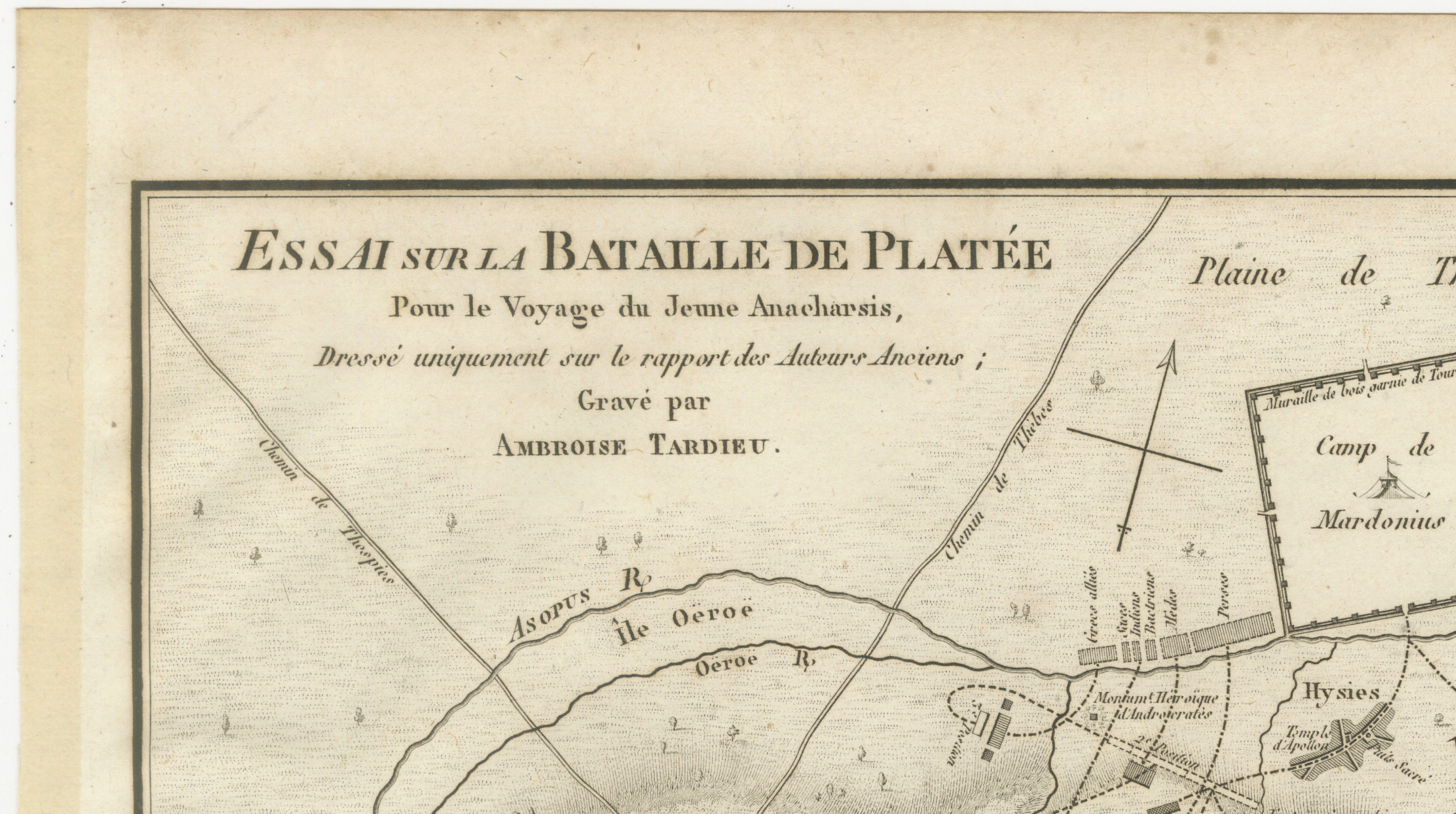Battle of Plataea Ancient Greece Military Map by Ambroise Tardieu, 1825