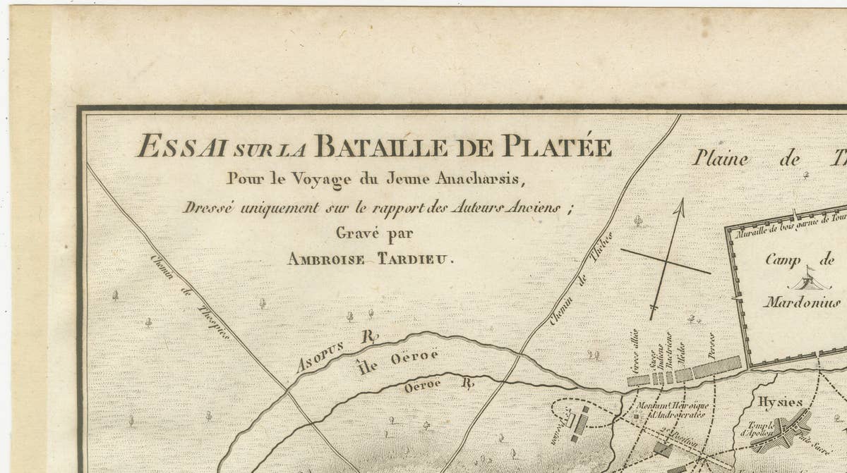 Battle of Plataea Ancient Greece Military Map by Ambroise Tardieu, 1825