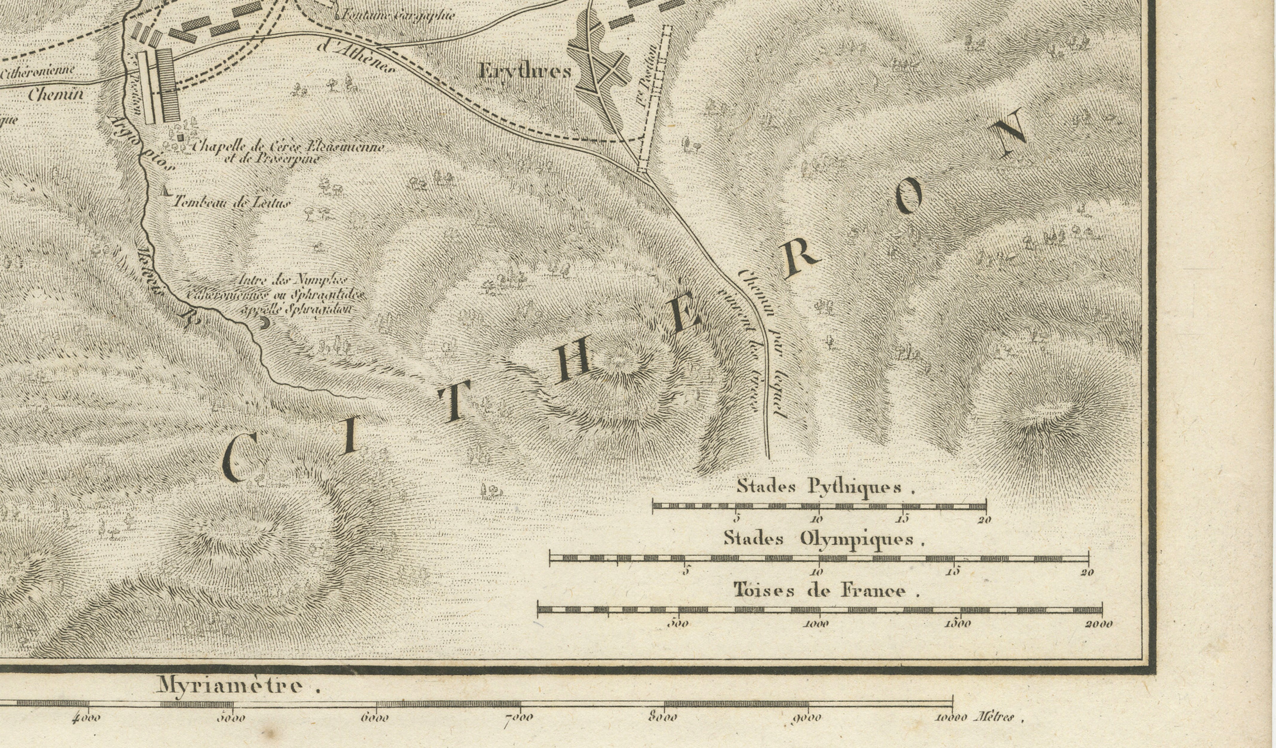 Battle of Plataea Ancient Greece Military Map by Ambroise Tardieu, 1825
