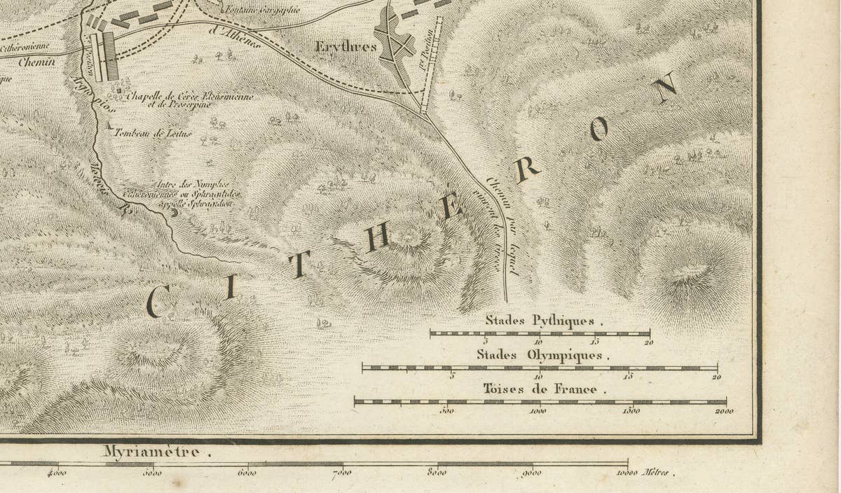 Battle of Plataea Ancient Greece Military Map by Ambroise Tardieu, 1825