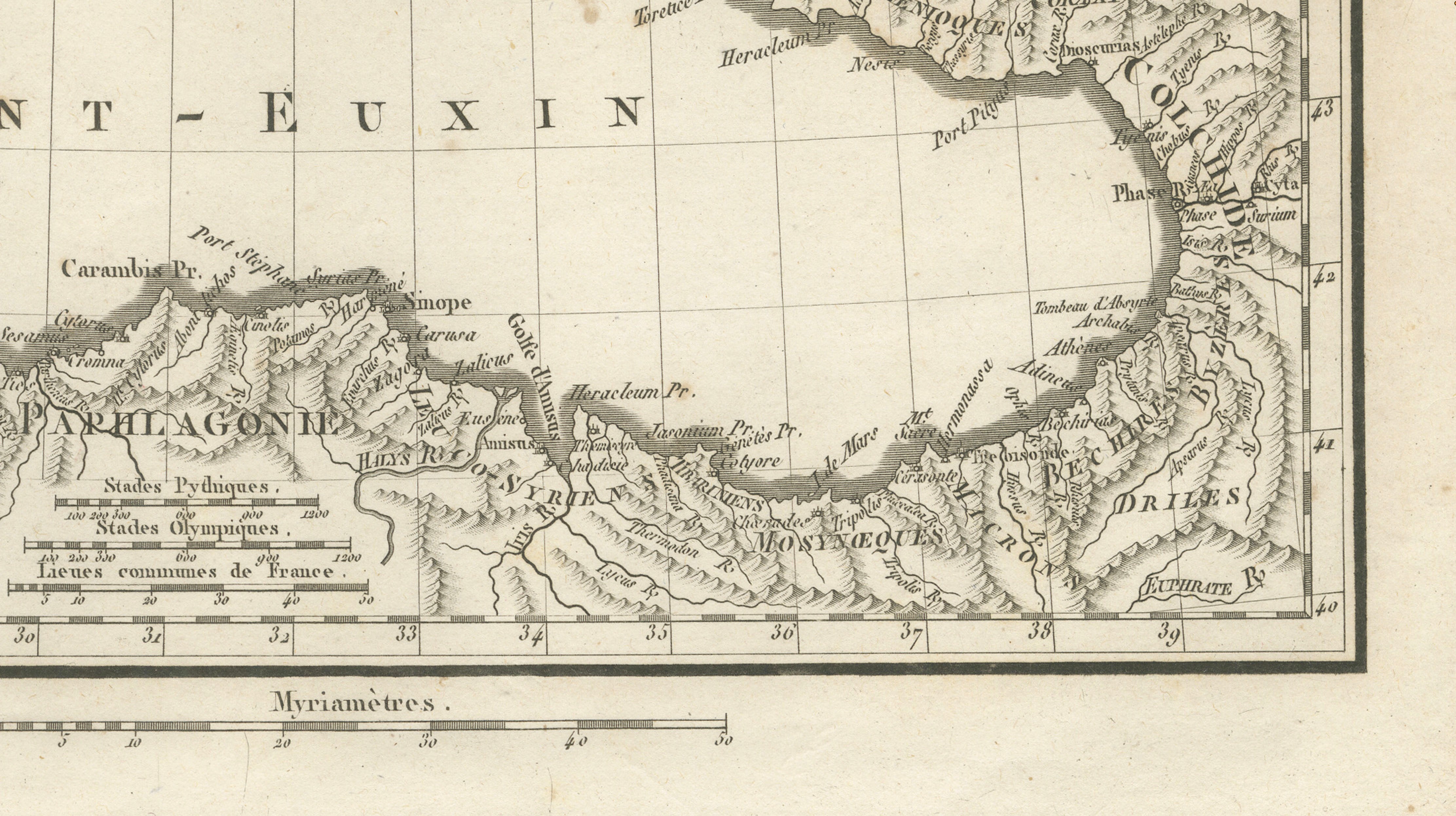 Ancient Black Sea Map, Pont-Euxin and Sea of Azov, Ambroise Tardieu, 1825