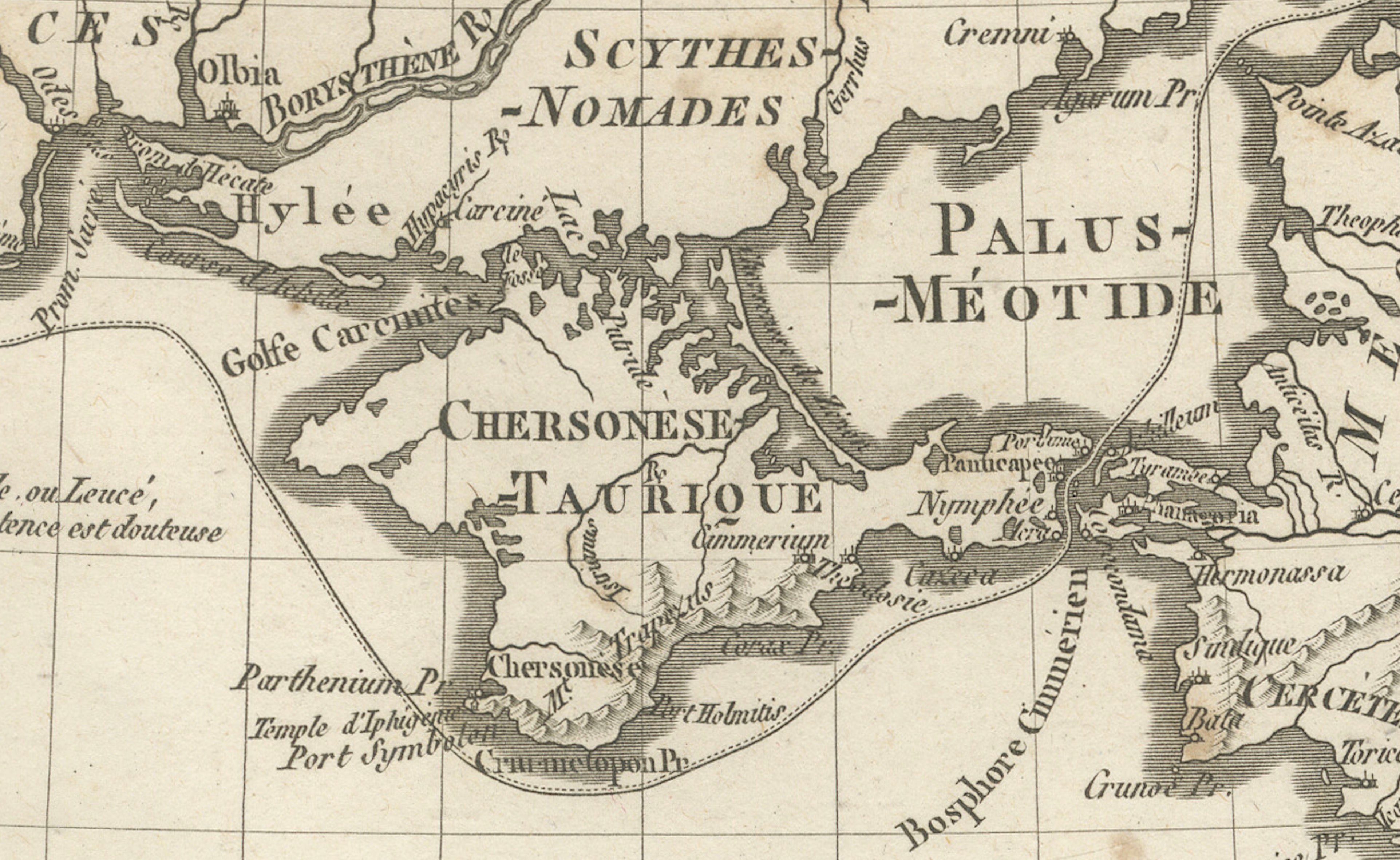 Ancient Black Sea Map, Pont-Euxin and Sea of Azov, Ambroise Tardieu, 1825