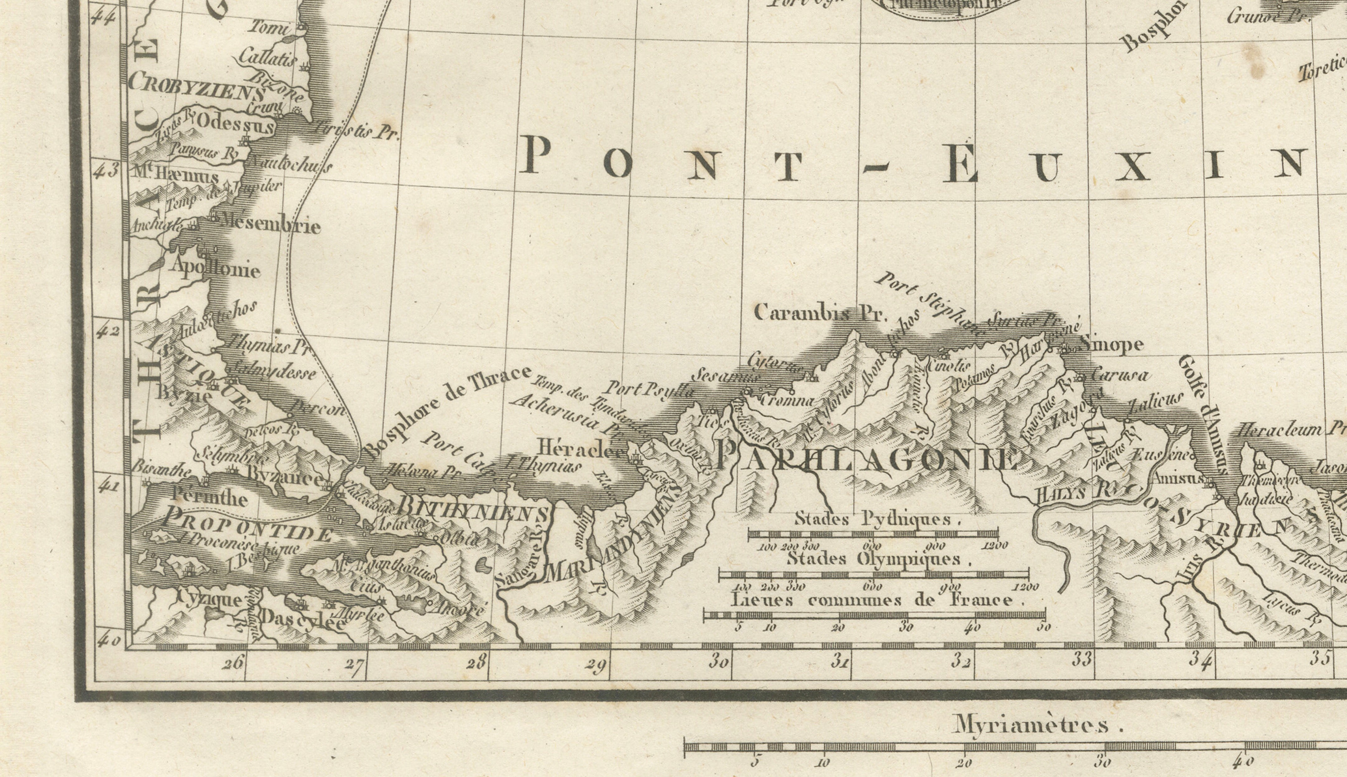 Ancient Black Sea Map, Pont-Euxin and Sea of Azov, Ambroise Tardieu, 1825