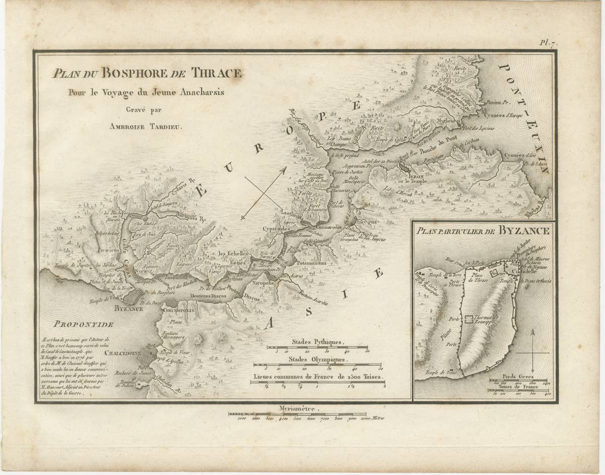 Ancient Bosphorus and Byzantium Map by Ambroise Tardieu, 1825