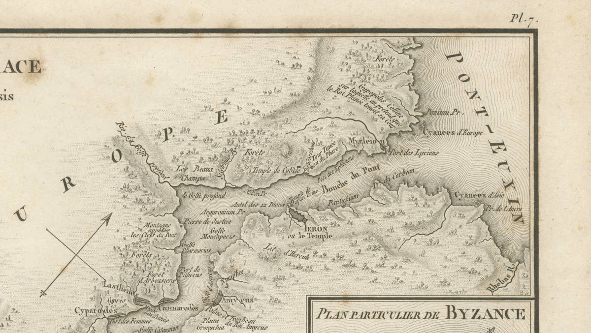 Ancient Bosphorus and Byzantium Map by Ambroise Tardieu, 1825