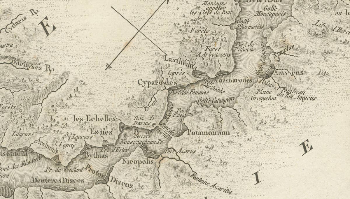 Ancient Bosphorus and Byzantium Map by Ambroise Tardieu, 1825