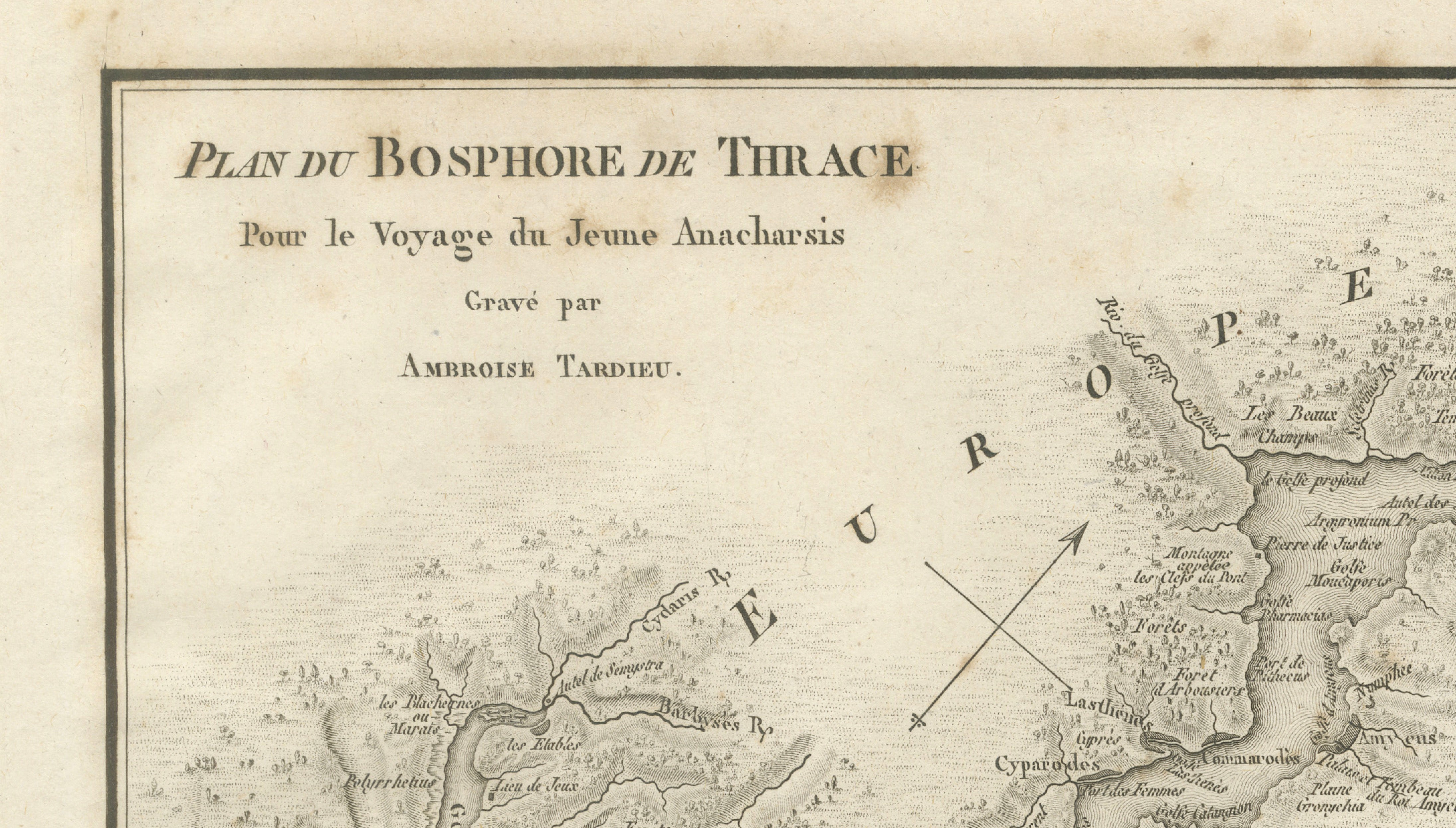 Ancient Bosphorus and Byzantium Map by Ambroise Tardieu, 1825