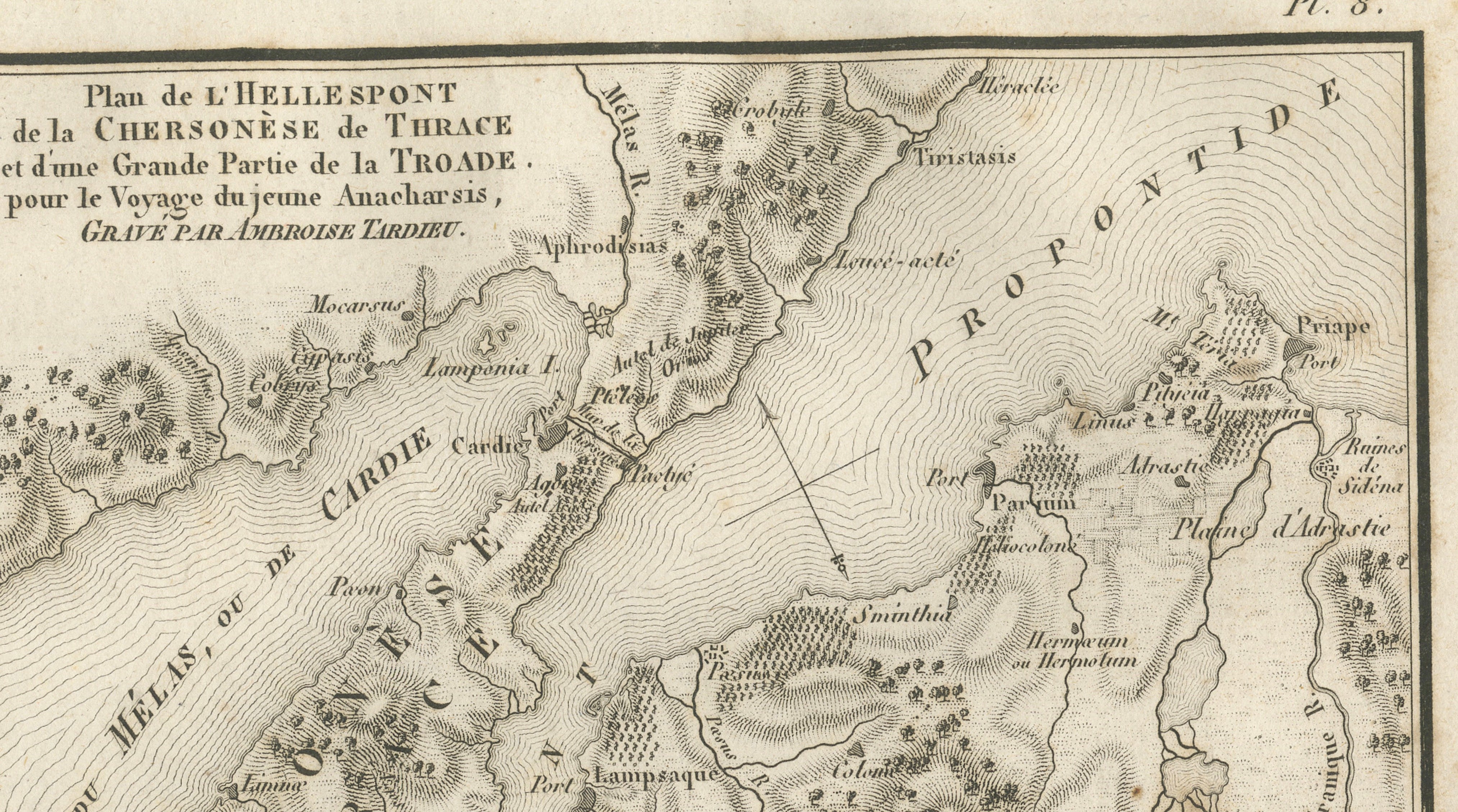 Ancient Troy and Hellespont Map by Ambroise Tardieu, 1825