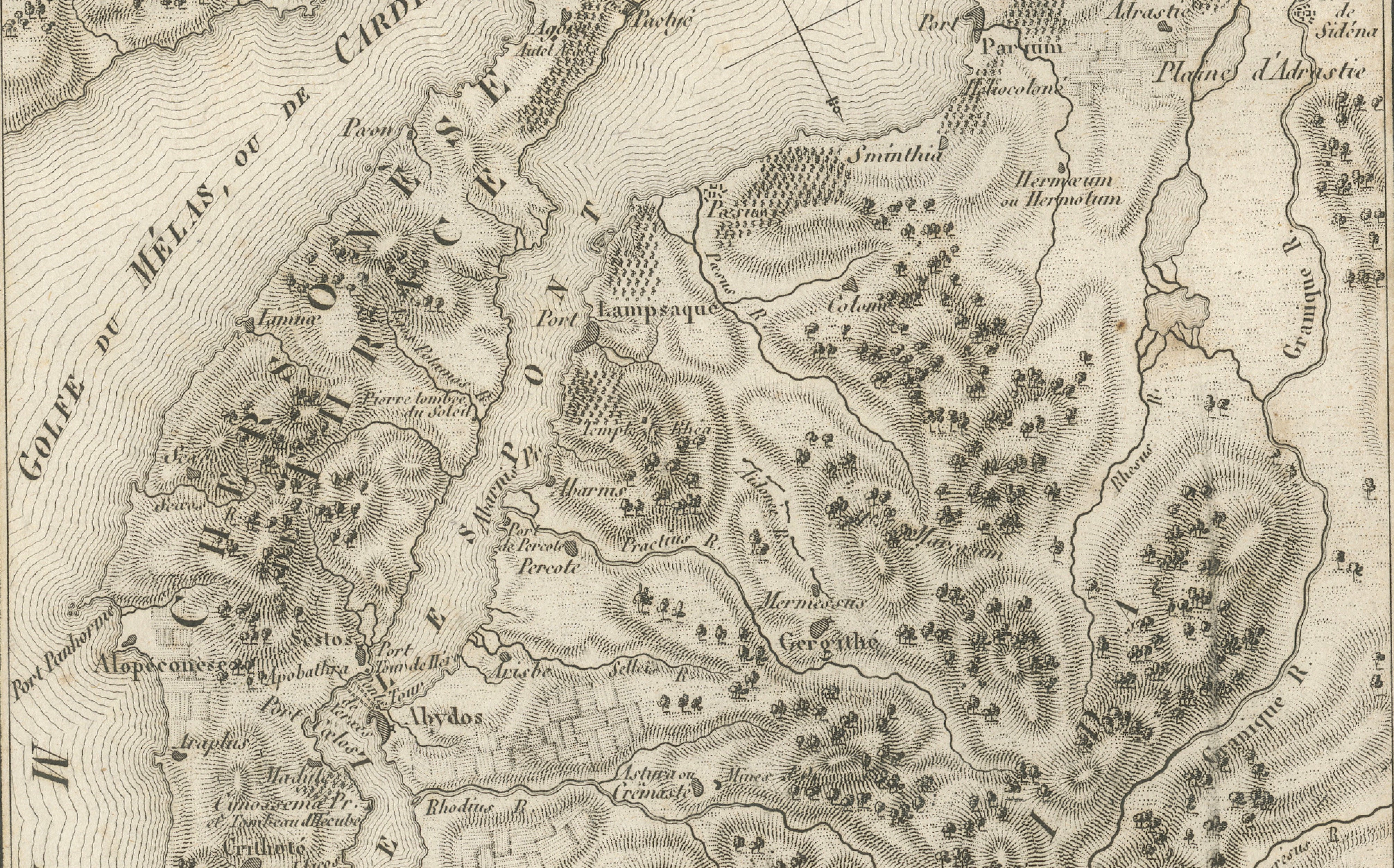 Ancient Troy and Hellespont Map by Ambroise Tardieu, 1825
