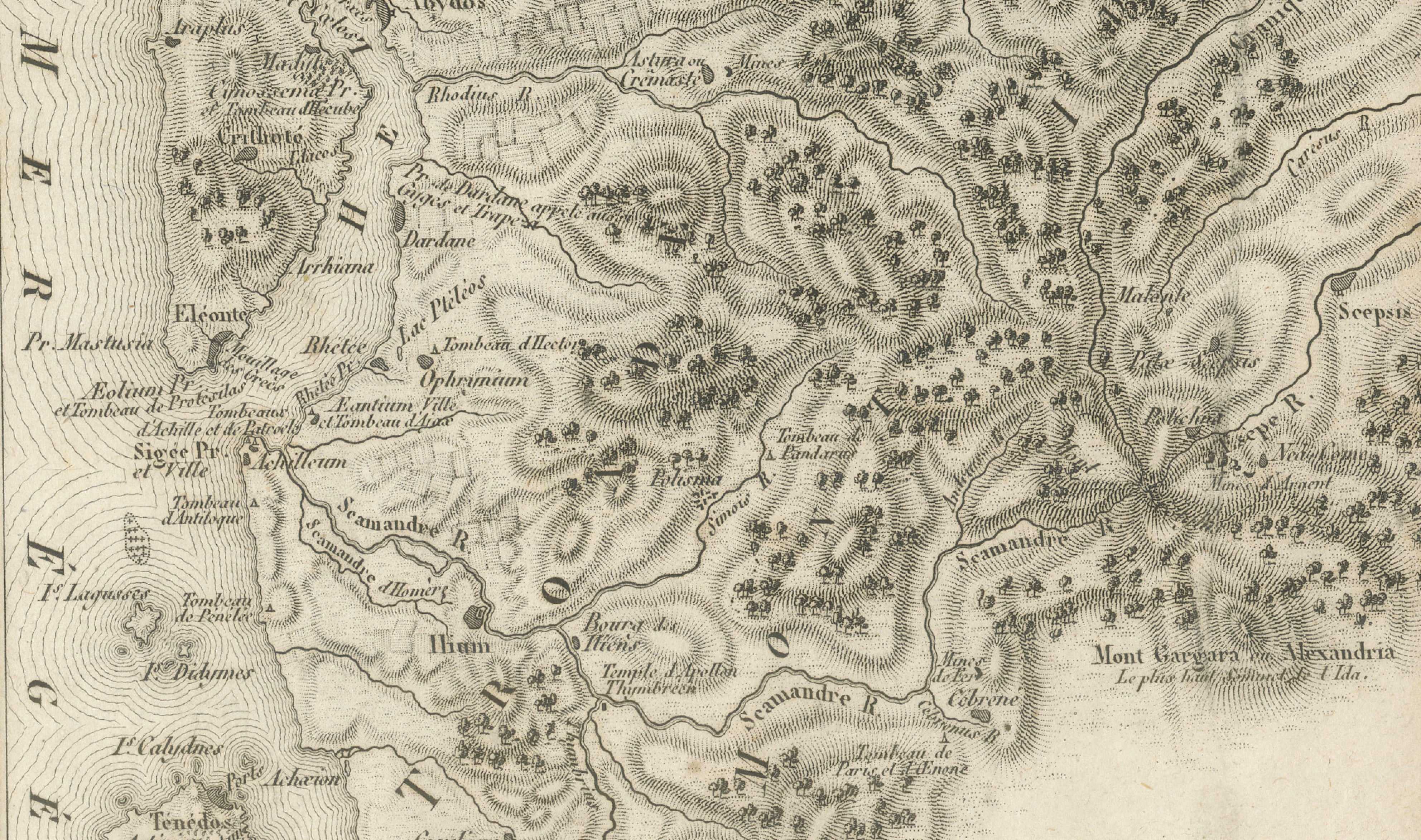 Ancient Troy and Hellespont Map by Ambroise Tardieu, 1825