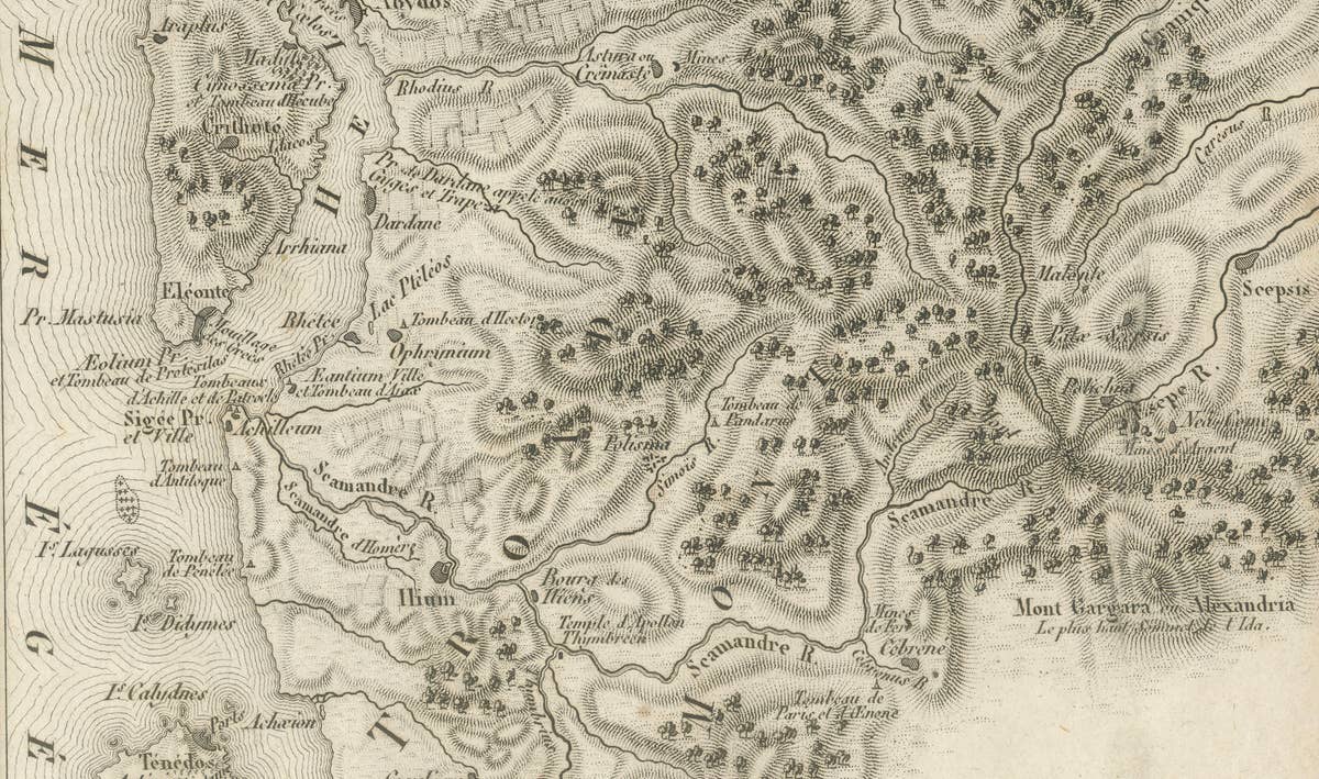 Ancient Troy and Hellespont Map by Ambroise Tardieu, 1825