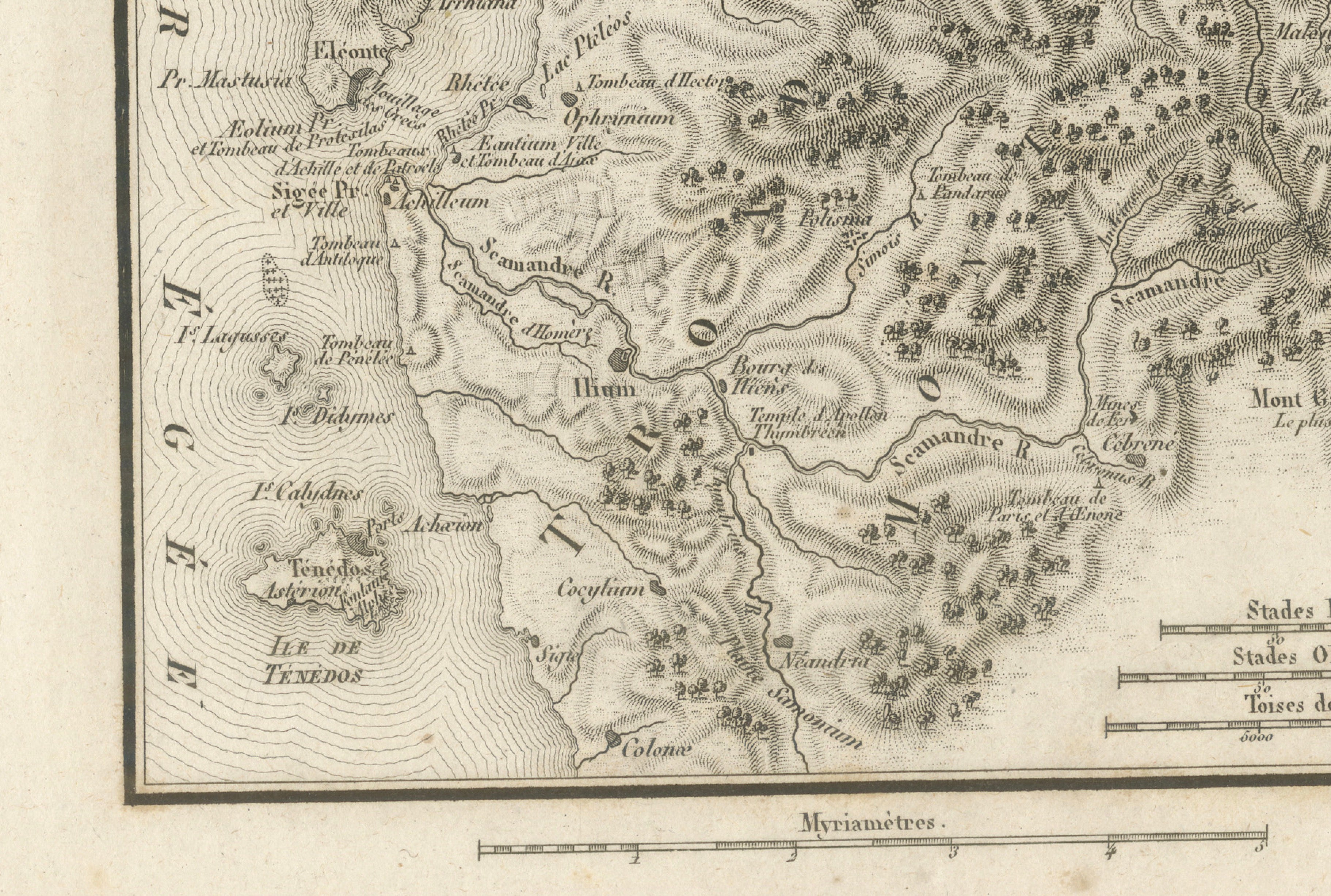 Ancient Troy and Hellespont Map by Ambroise Tardieu, 1825