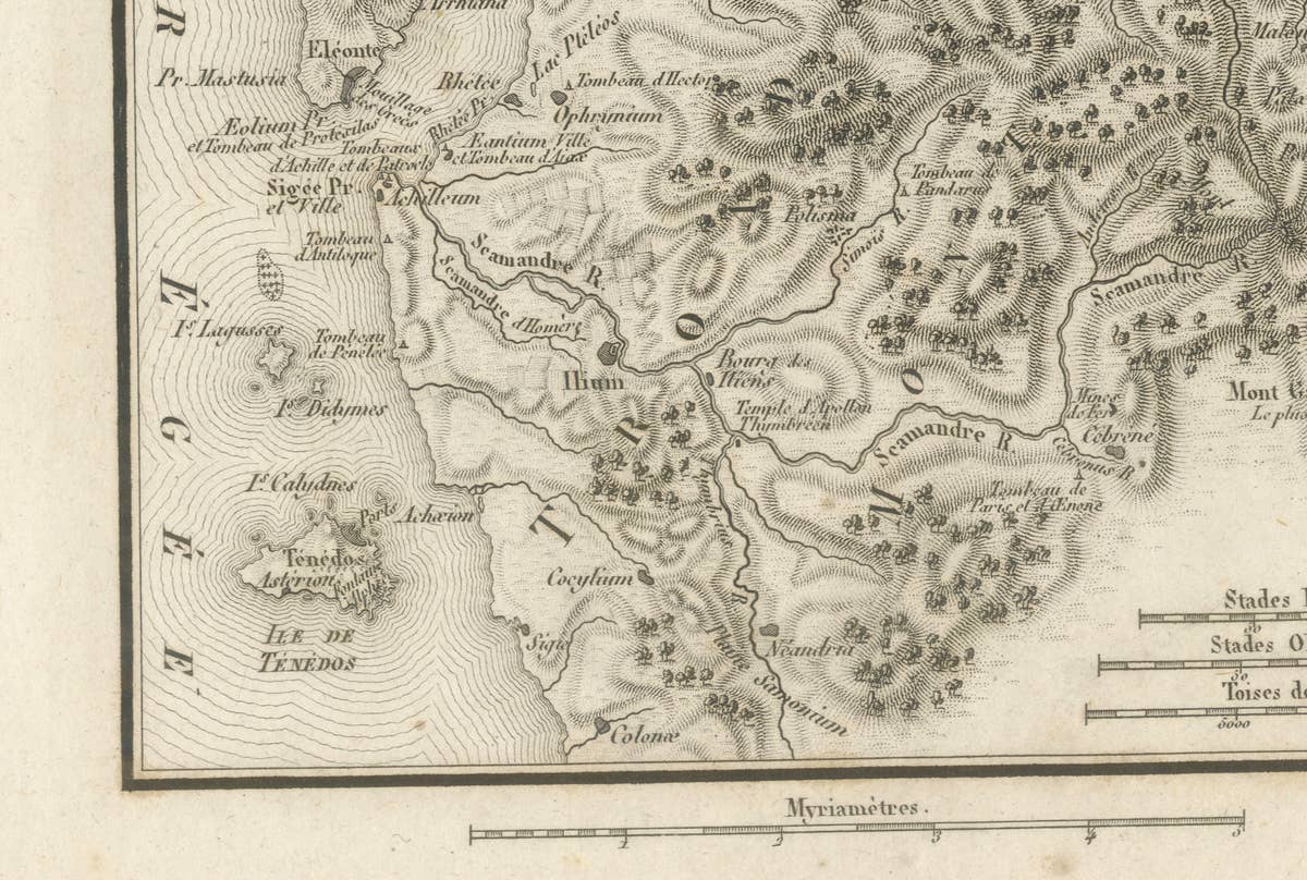 Ancient Troy and Hellespont Map by Ambroise Tardieu, 1825