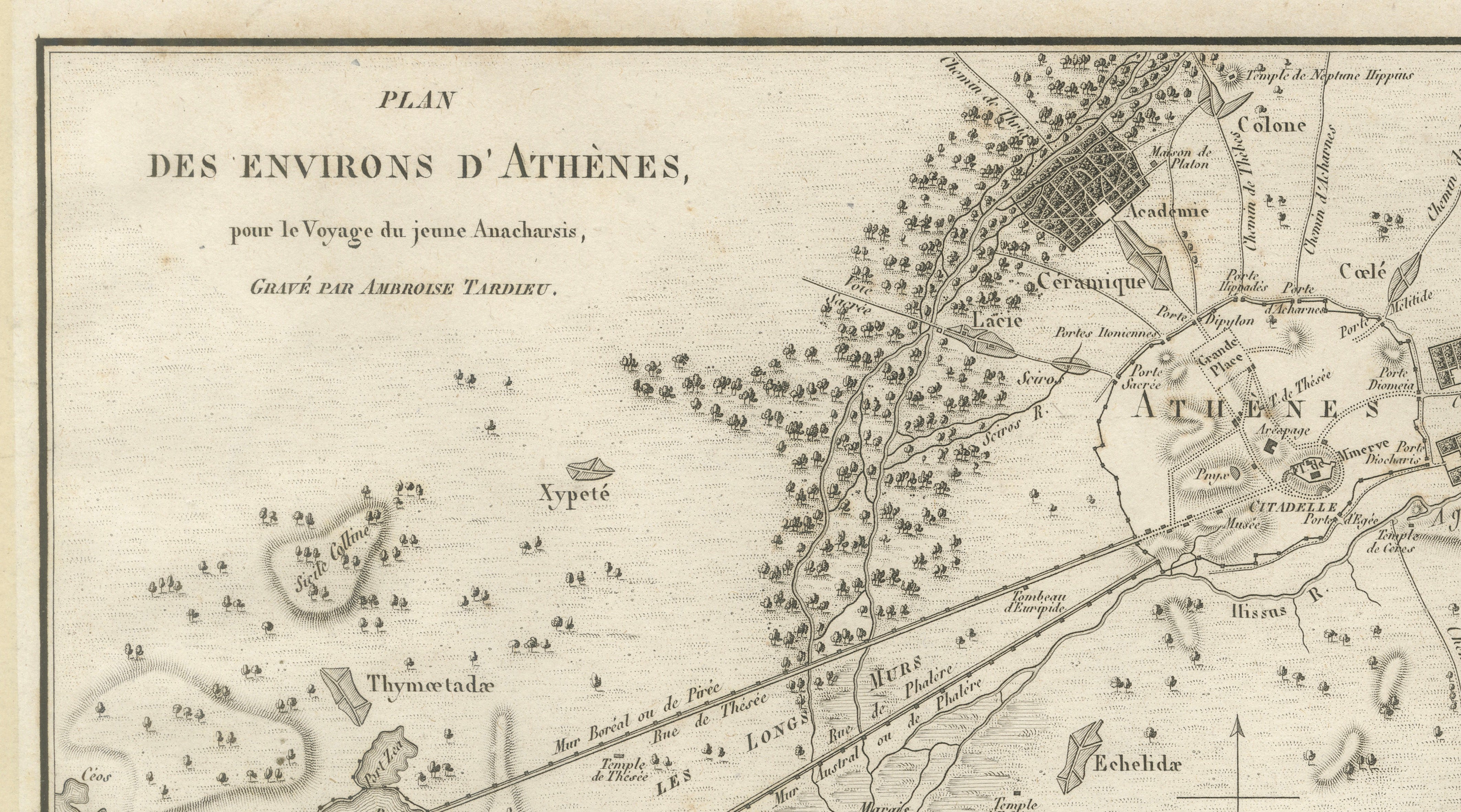 Ancient Athens and Piraeus Map by Ambroise Tardieu, 1825
