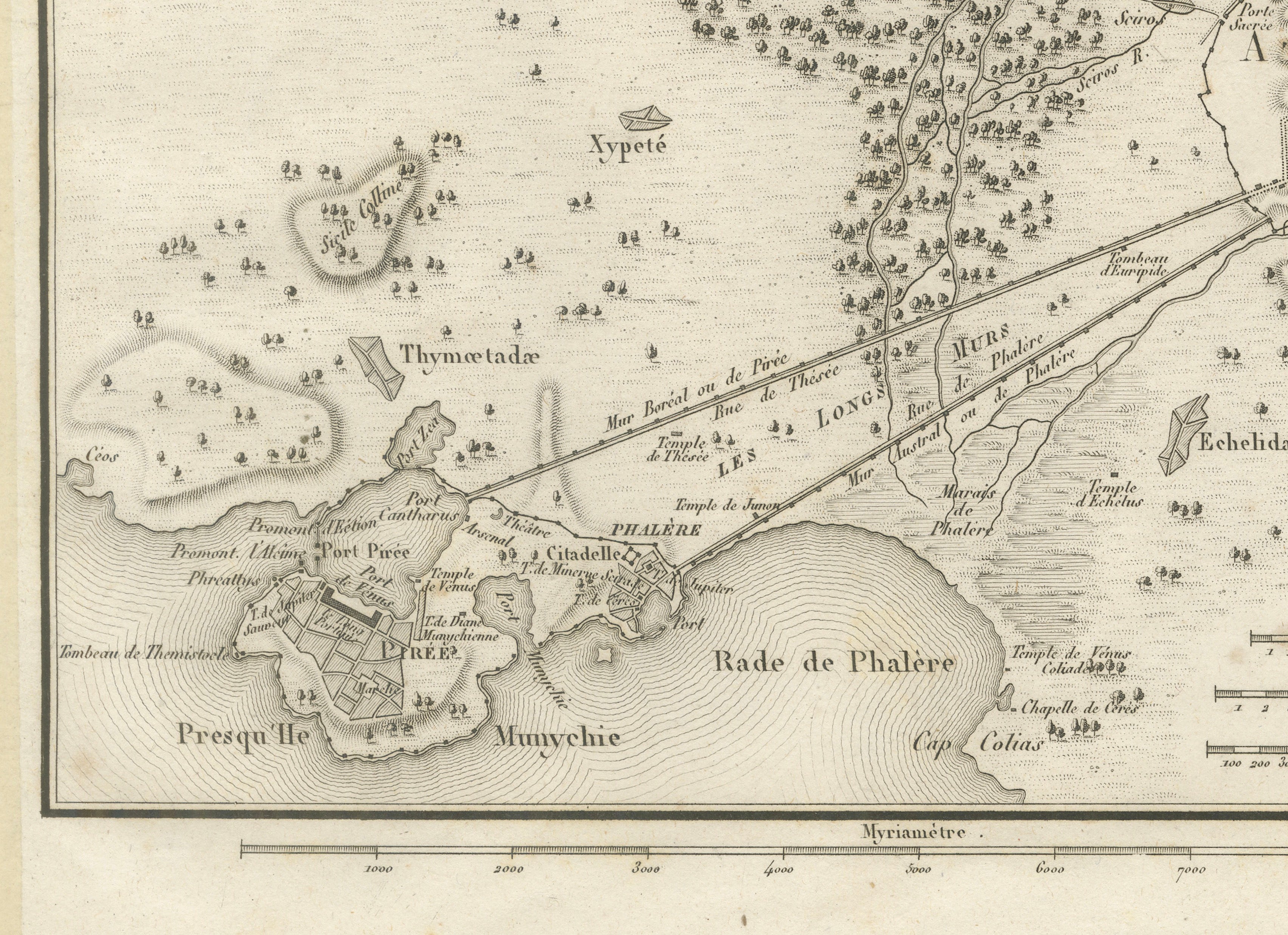 Ancient Athens and Piraeus Map by Ambroise Tardieu, 1825