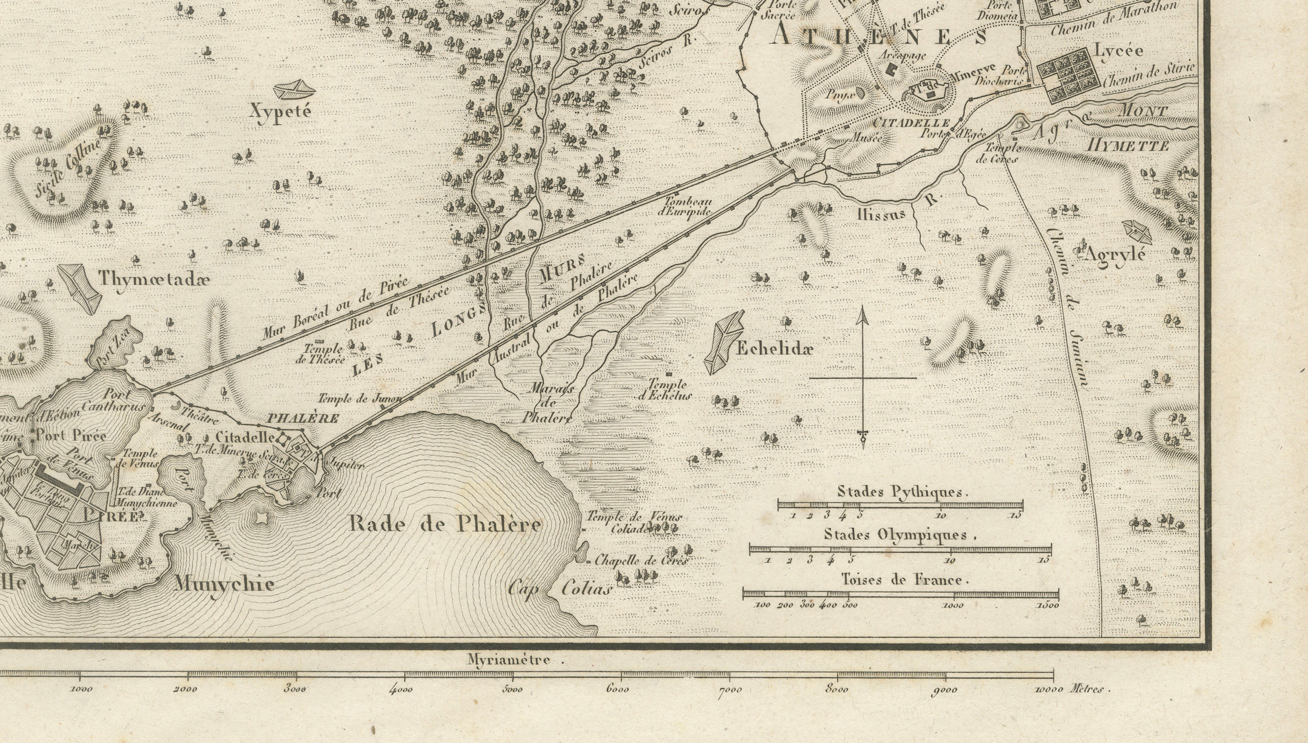 Ancient Athens and Piraeus Map by Ambroise Tardieu, 1825