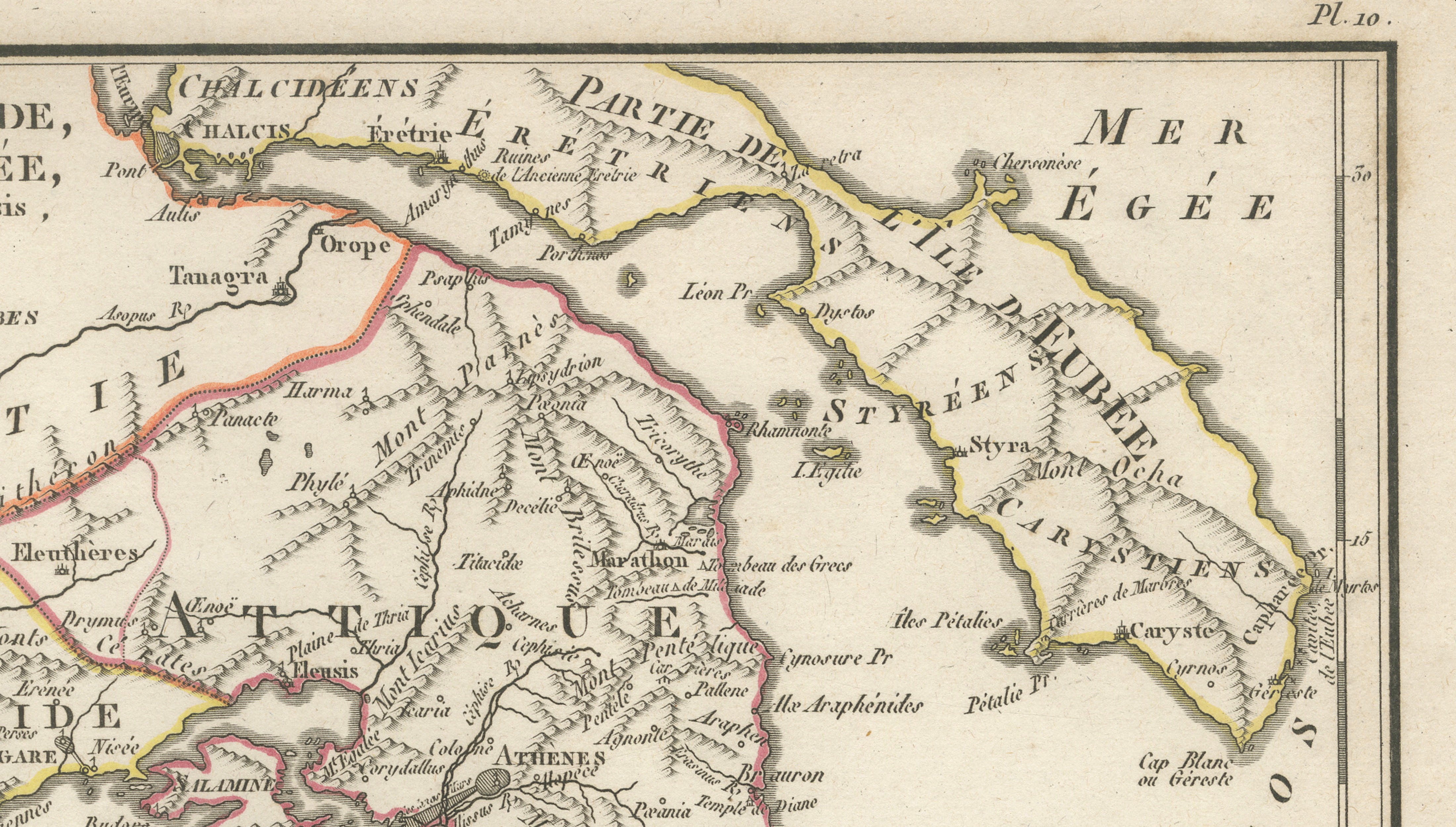 Ancient Attica, Megara and Euboea Map by Ambroise Tardieu, 1825
