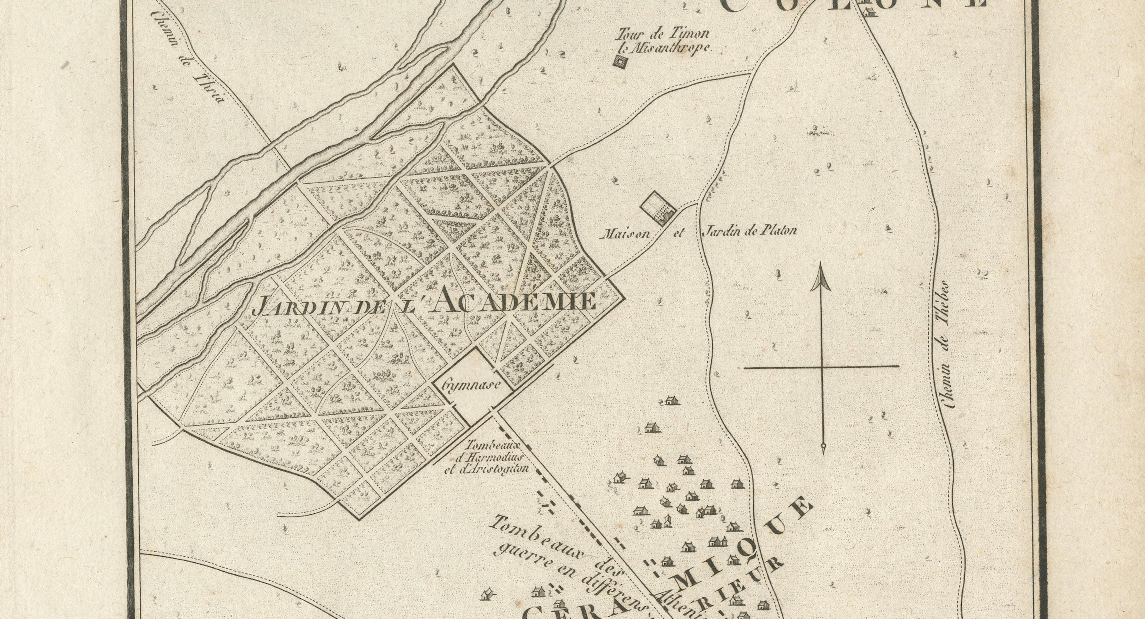 Ancient Athens Academy and Plato’s Garden Map by Ambroise Tardieu, 1825