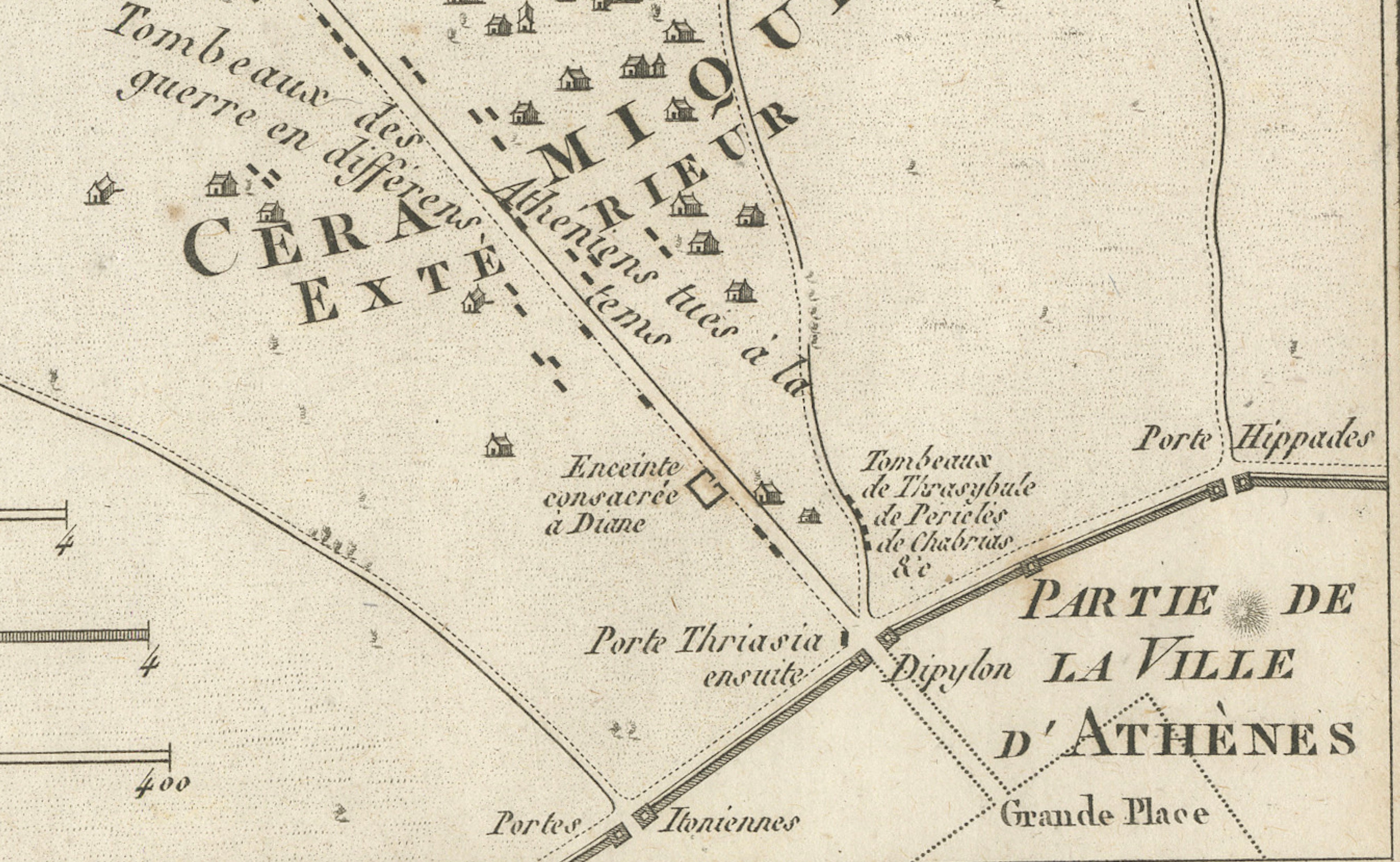 Ancient Athens Academy and Plato’s Garden Map by Ambroise Tardieu, 1825