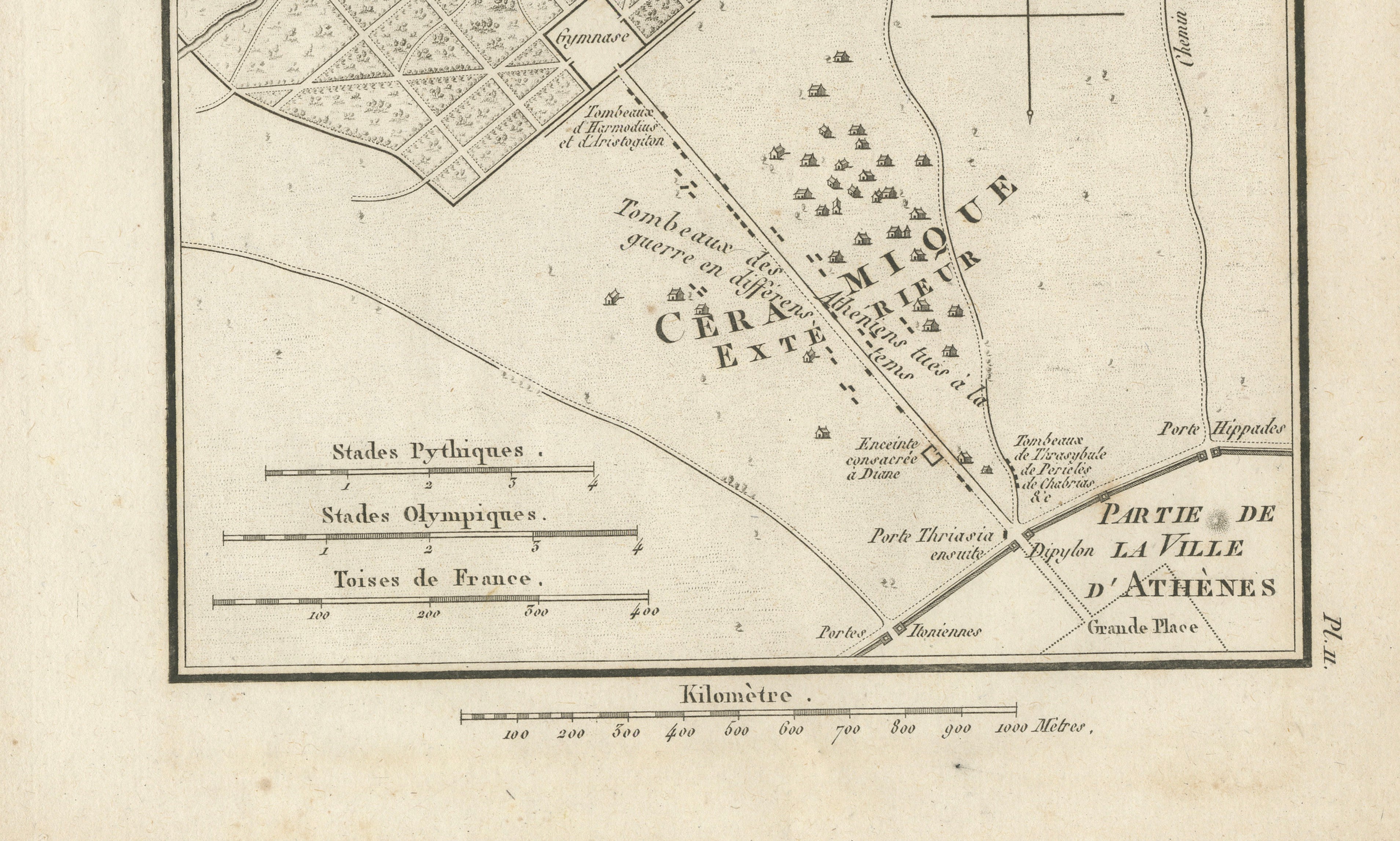 Ancient Athens Academy and Plato’s Garden Map by Ambroise Tardieu, 1825