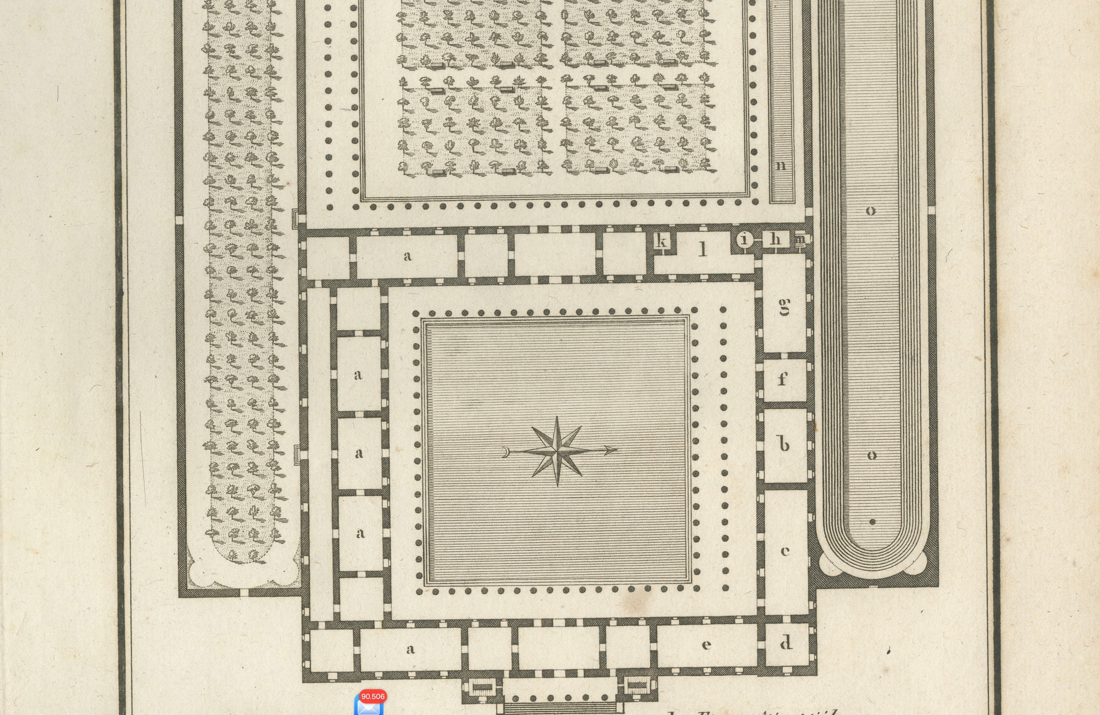Ancient Greek Gymnasium and Palaestra Plan after Vitruvius, Tardieu, 1825