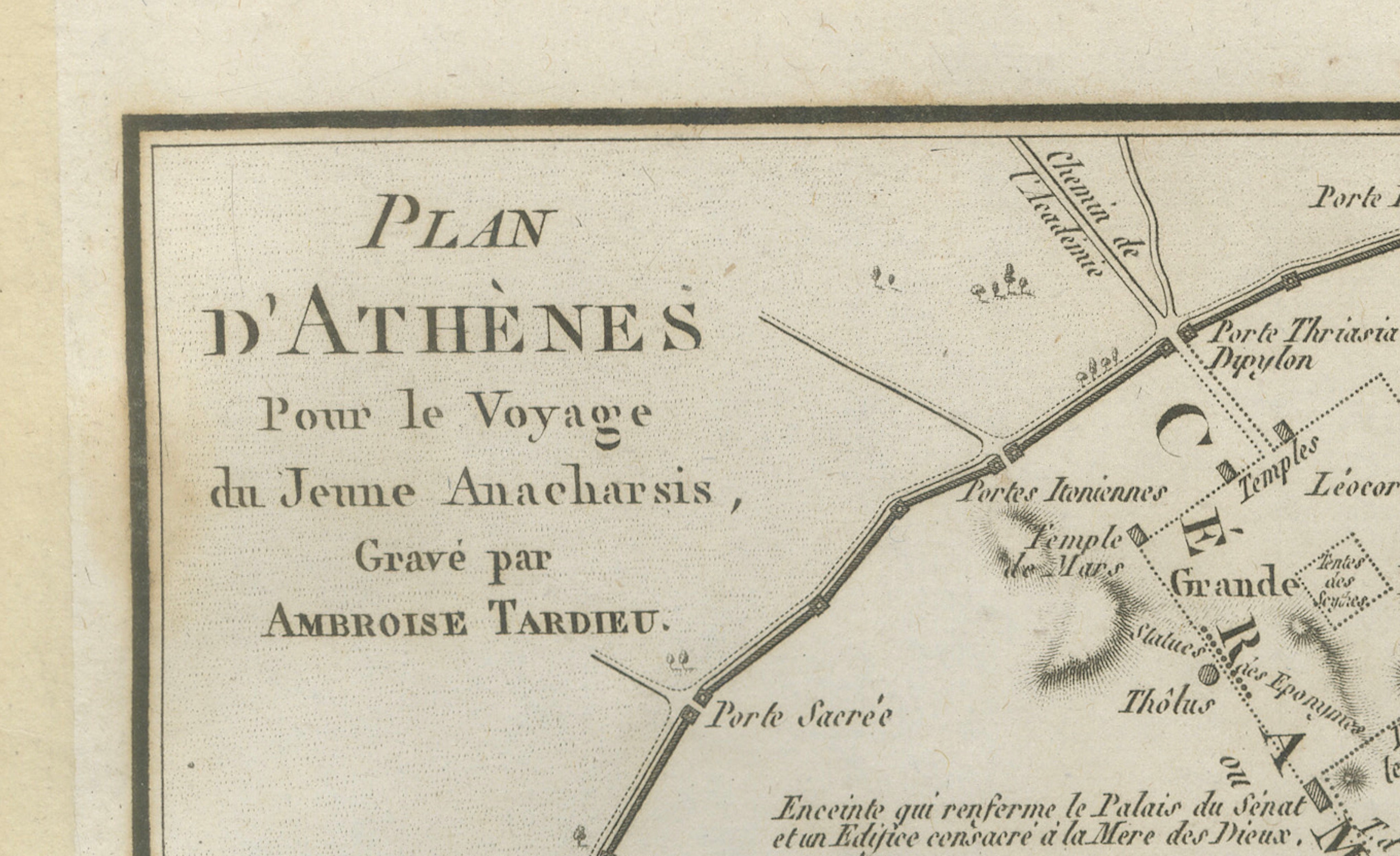 Ancient Athens City Plan with Acropolis by Ambroise Tardieu, 1825
