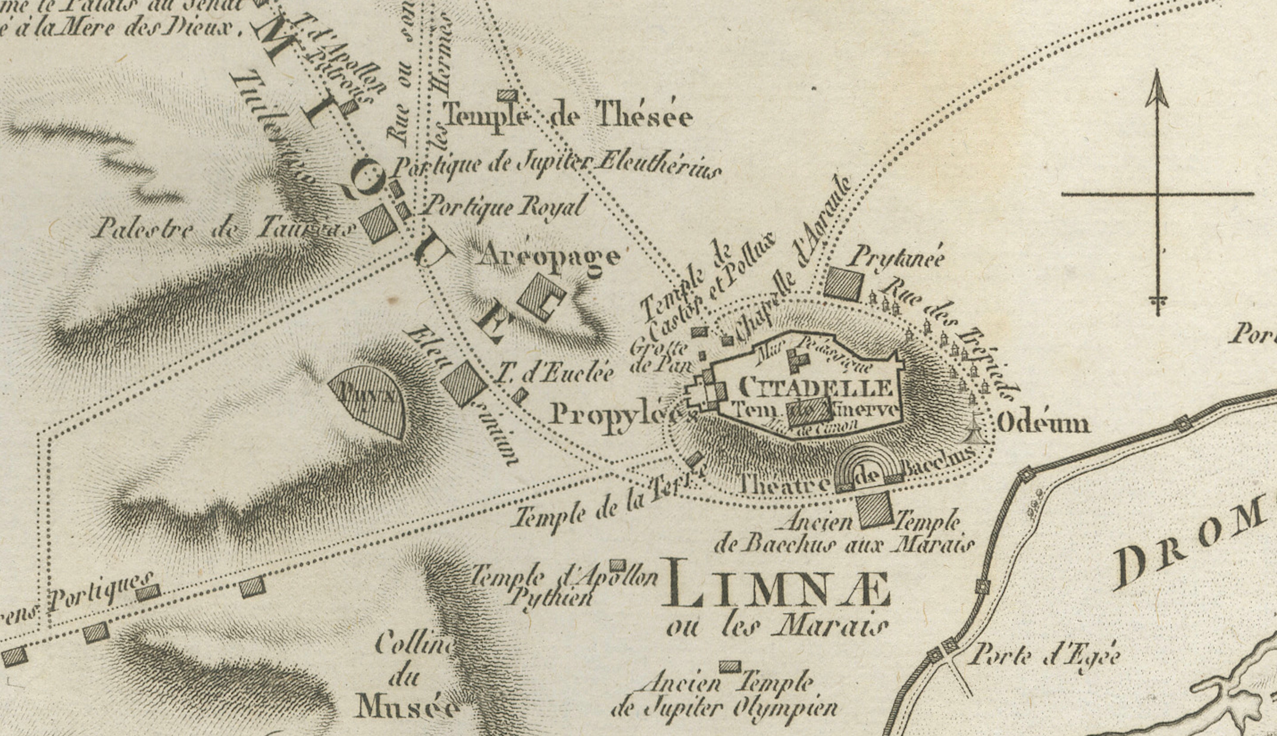 Ancient Athens City Plan with Acropolis by Ambroise Tardieu, 1825