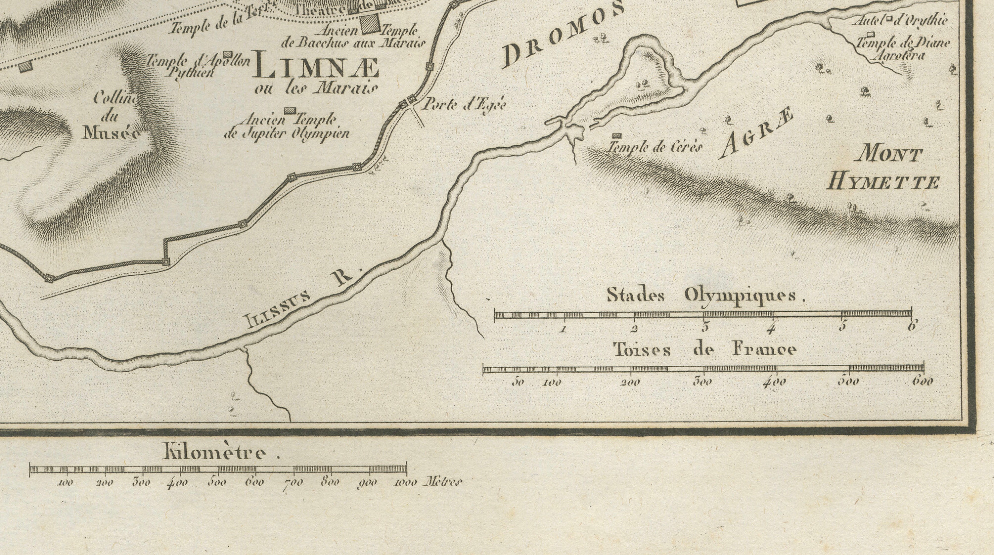 Ancient Athens City Plan with Acropolis by Ambroise Tardieu, 1825