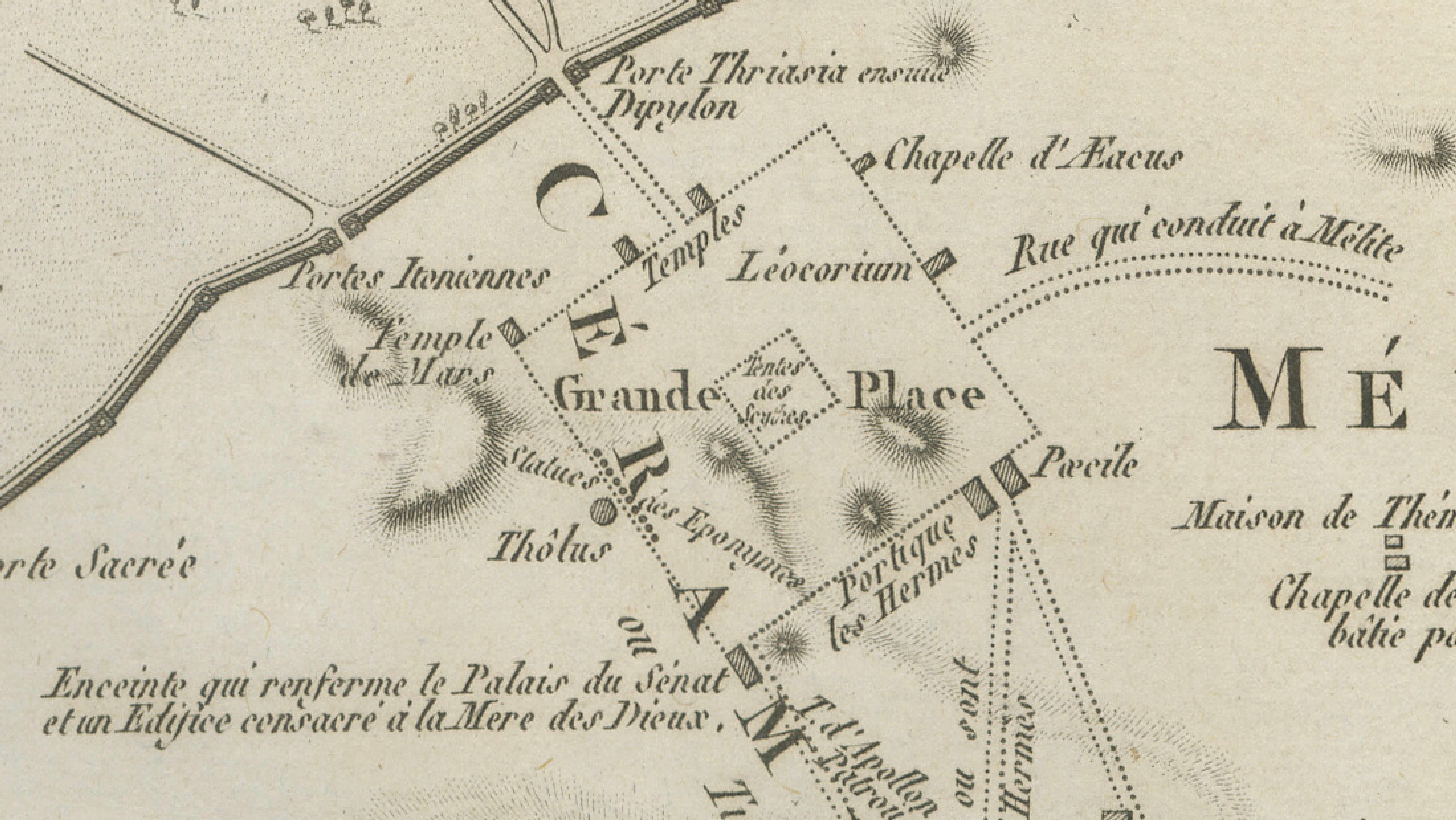 Ancient Athens City Plan with Acropolis by Ambroise Tardieu, 1825