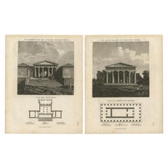 Set of Two Ancient Greek Architecture Prints, Athens, Tardieu, 1825