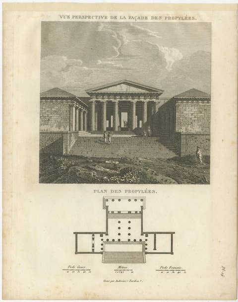 Set of Two Ancient Greek Architecture Prints, Athens, Tardieu, 1825