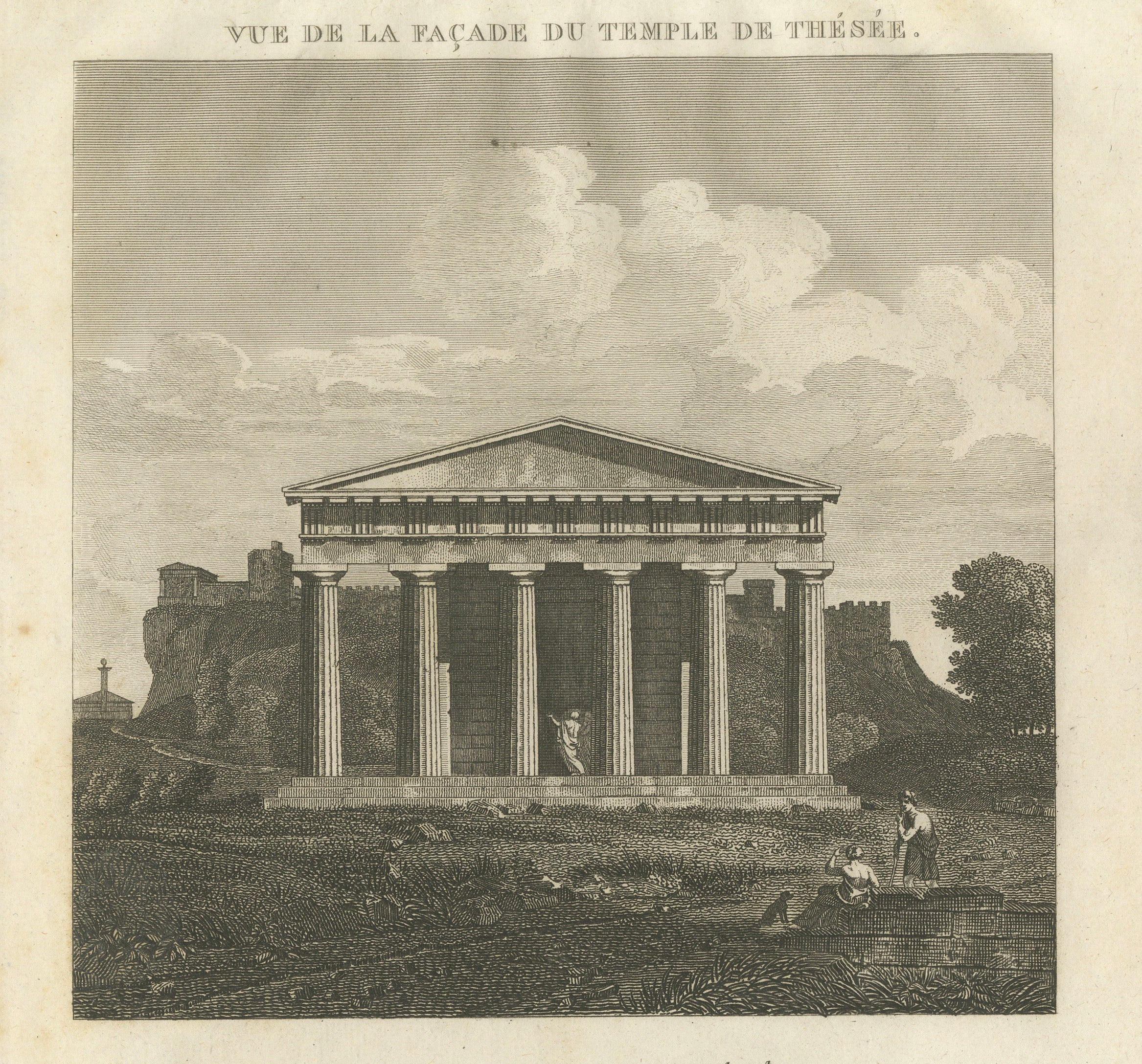 Set of Two Ancient Greek Architecture Prints, Athens, Tardieu, 1825