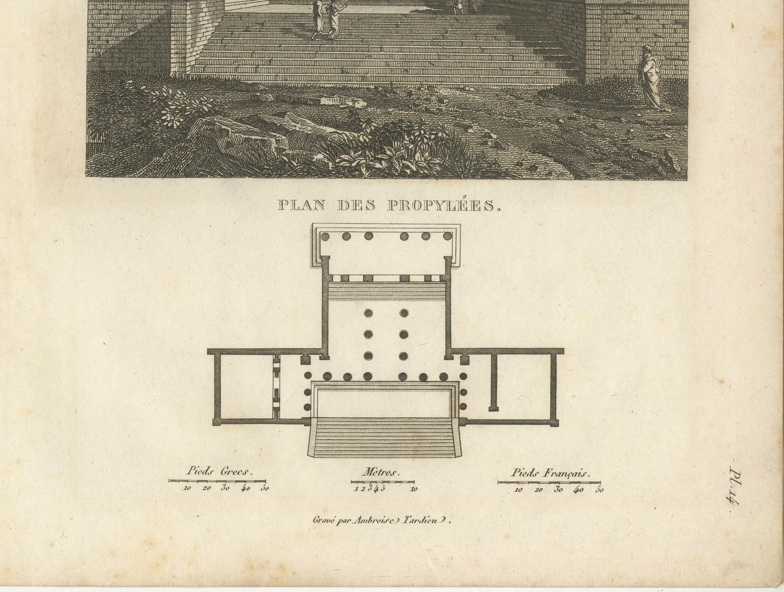 Set of Two Ancient Greek Architecture Prints, Athens, Tardieu, 1825