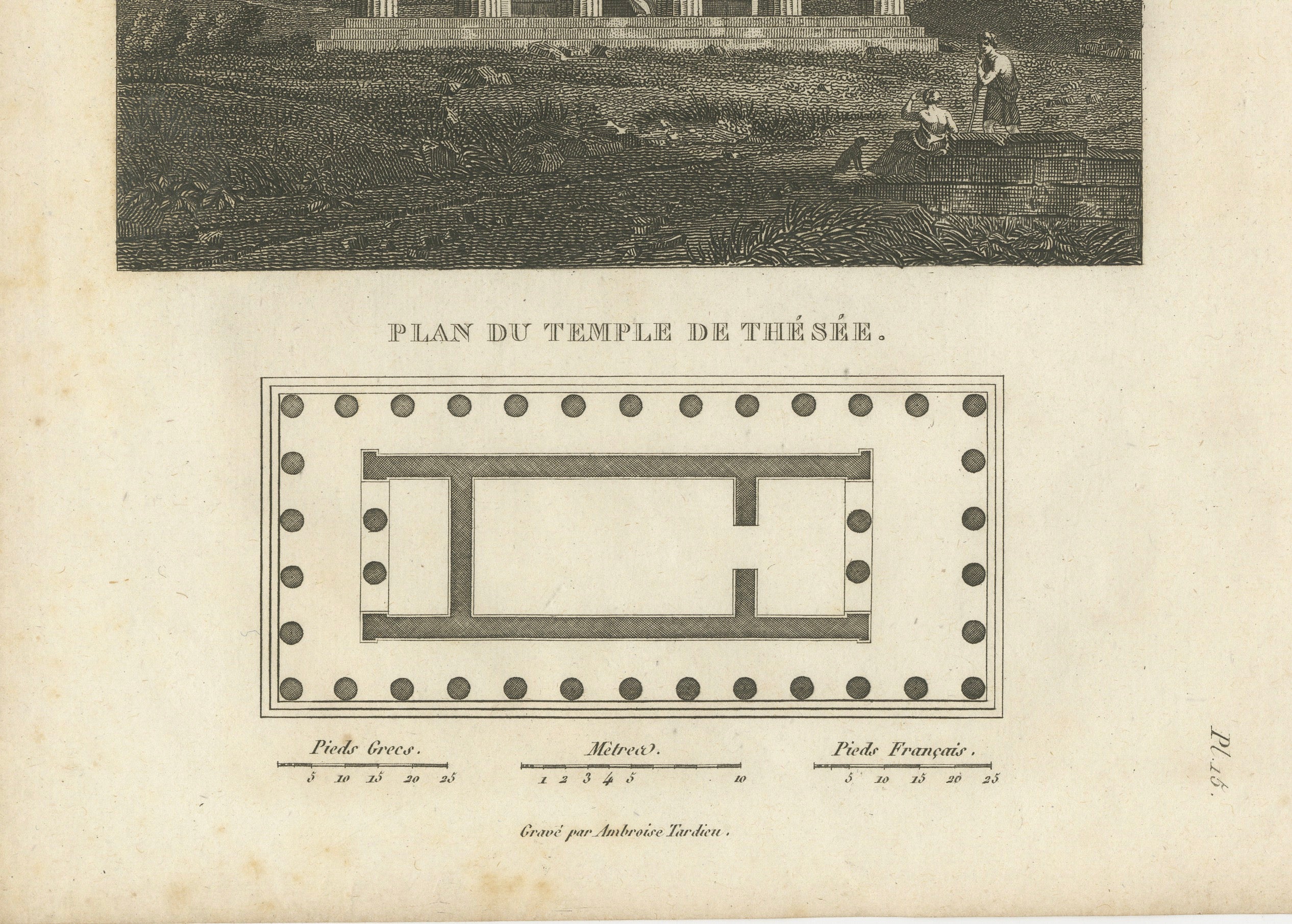 Set of Two Ancient Greek Architecture Prints, Athens, Tardieu, 1825